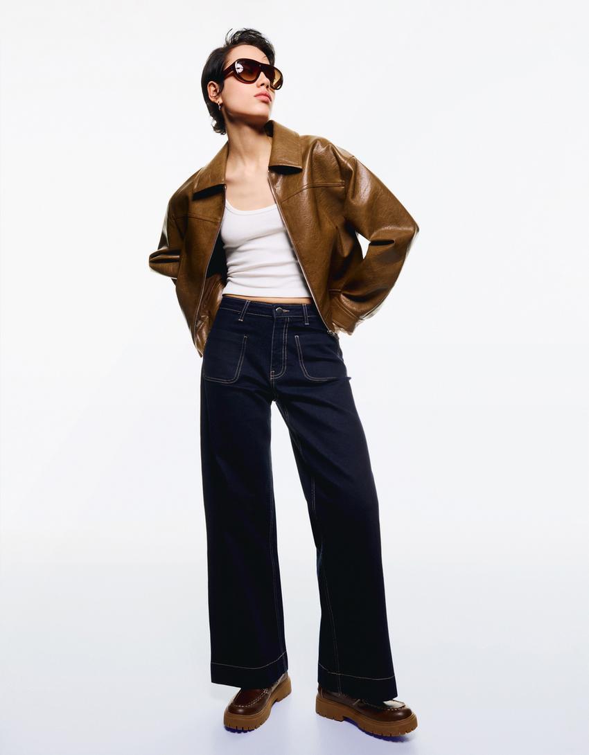 Seamless wide-leg jeans Product Image
