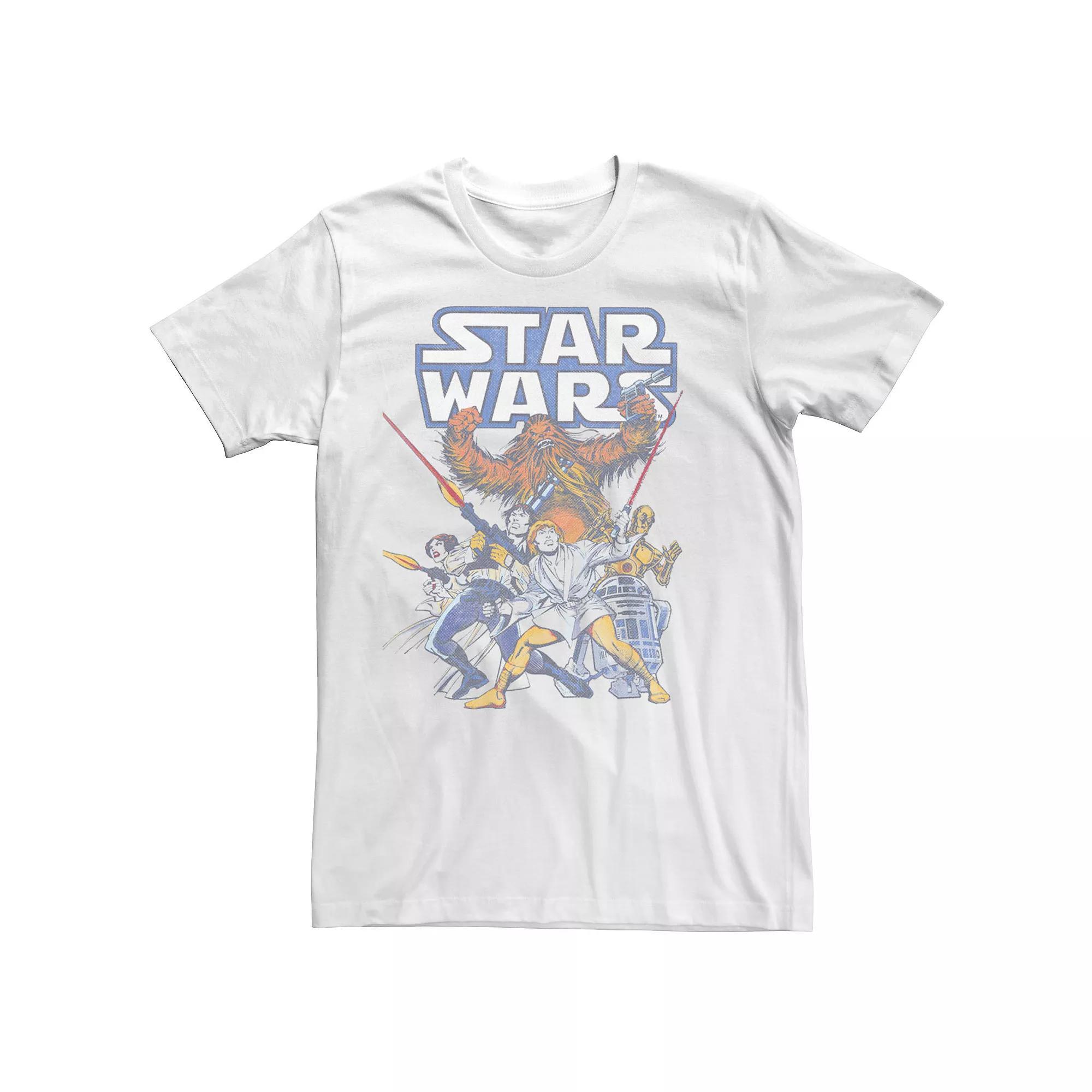 Men's Star Wars Hero's Group Shot Vintage Poster Graphic Tee, Size: 3XL, White Product Image