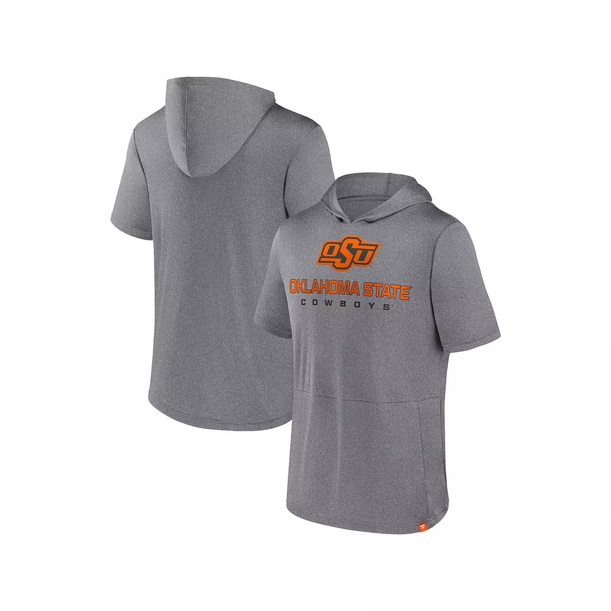 Men's Fanatics Branded Heather Gray Oklahoma State Cowboys Modern Stack Hoodie T-Shirt, Size: Small, Grey Product Image
