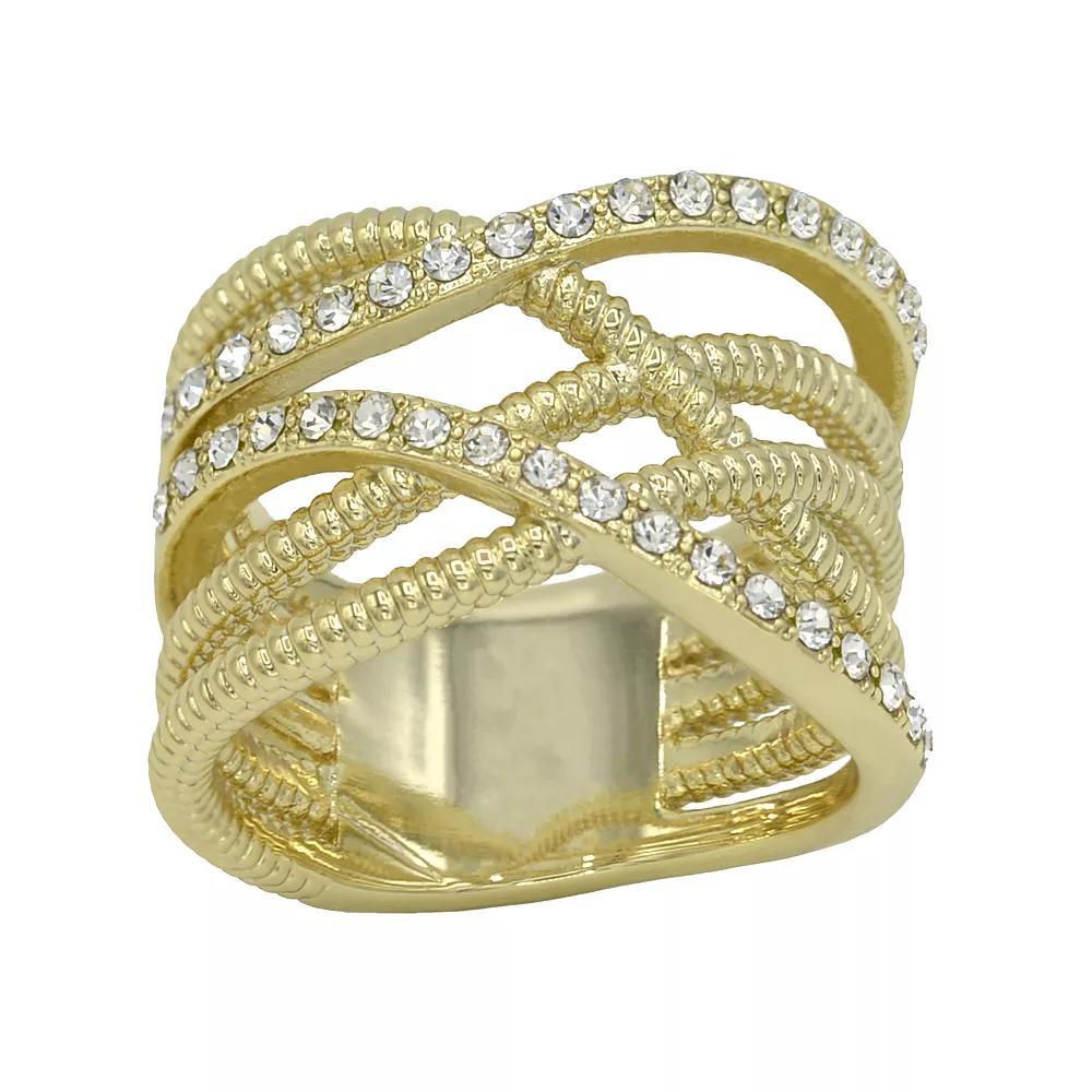 City Luxe Gold Tone Crystal Twist Band Ring, Women's, Size: 8 Product Image