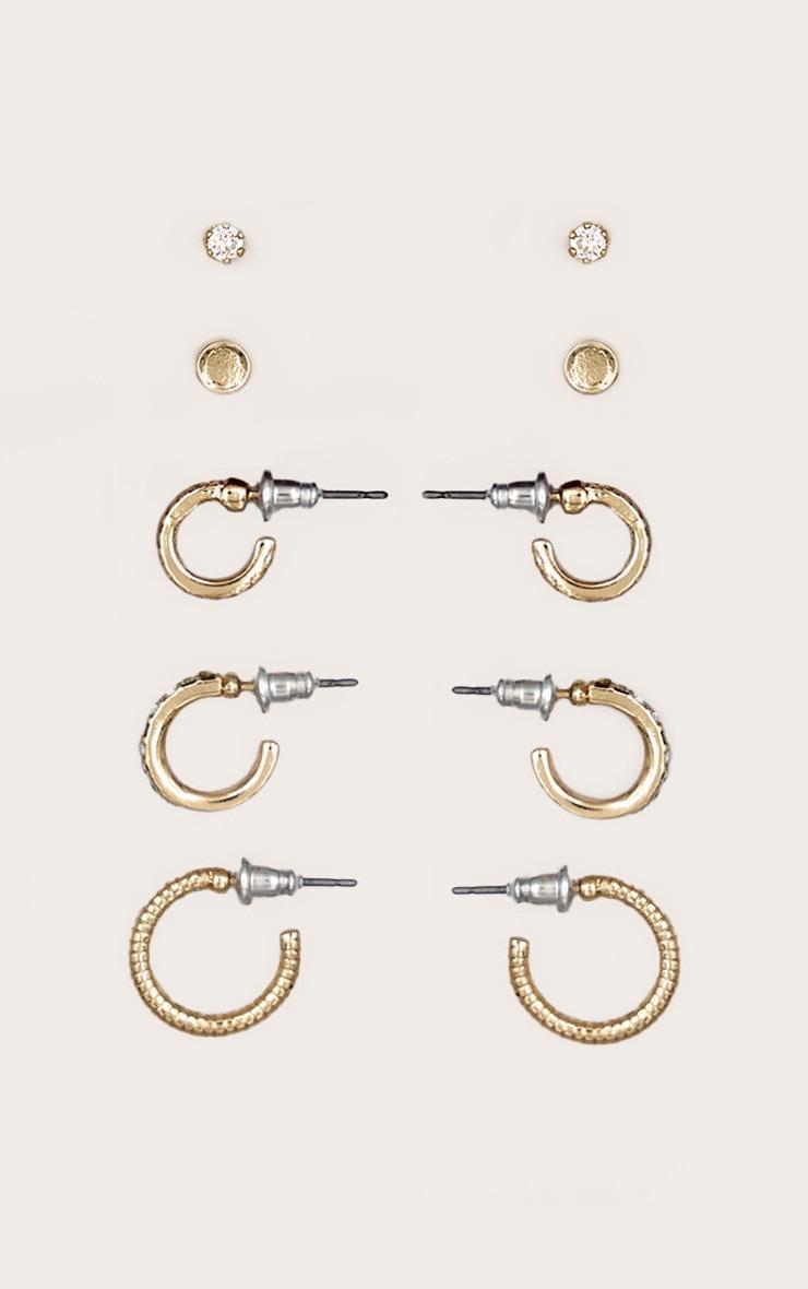Gold Diamante Hoop & Stud Multipack Earrings Product Image