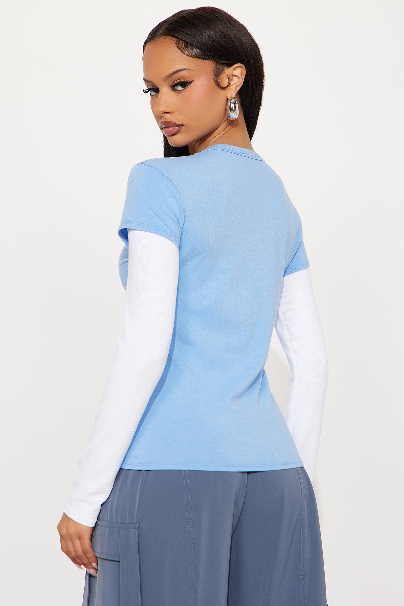 Los Angeles 2004 Double Long Sleeve Tee - White/Blue Female Product Image