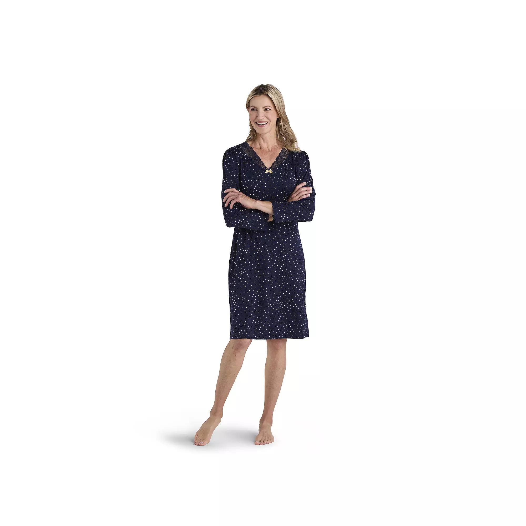 Women's Miss Elaine Essentials Micro Velvet Short Gown, Size: Medium, Gold Squares Product Image