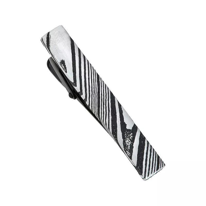 Men's Stainless Steel Damascus Tie Bar, Silver Tone Product Image