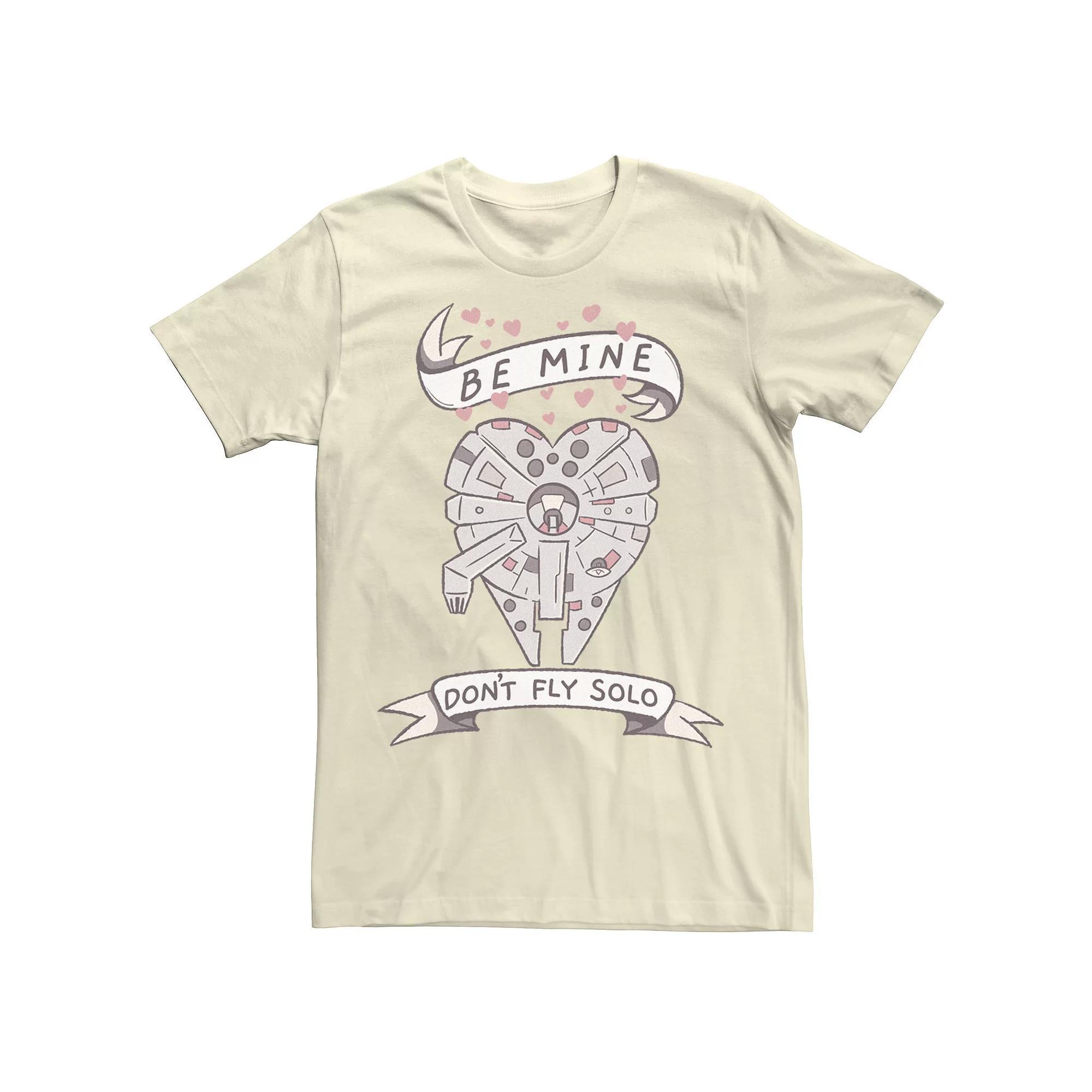 Men's Star Wars Valentine's Day "Be Mine Don't Fly Solo" Ship Heart Tee, Size: 3XL, Natural Product Image