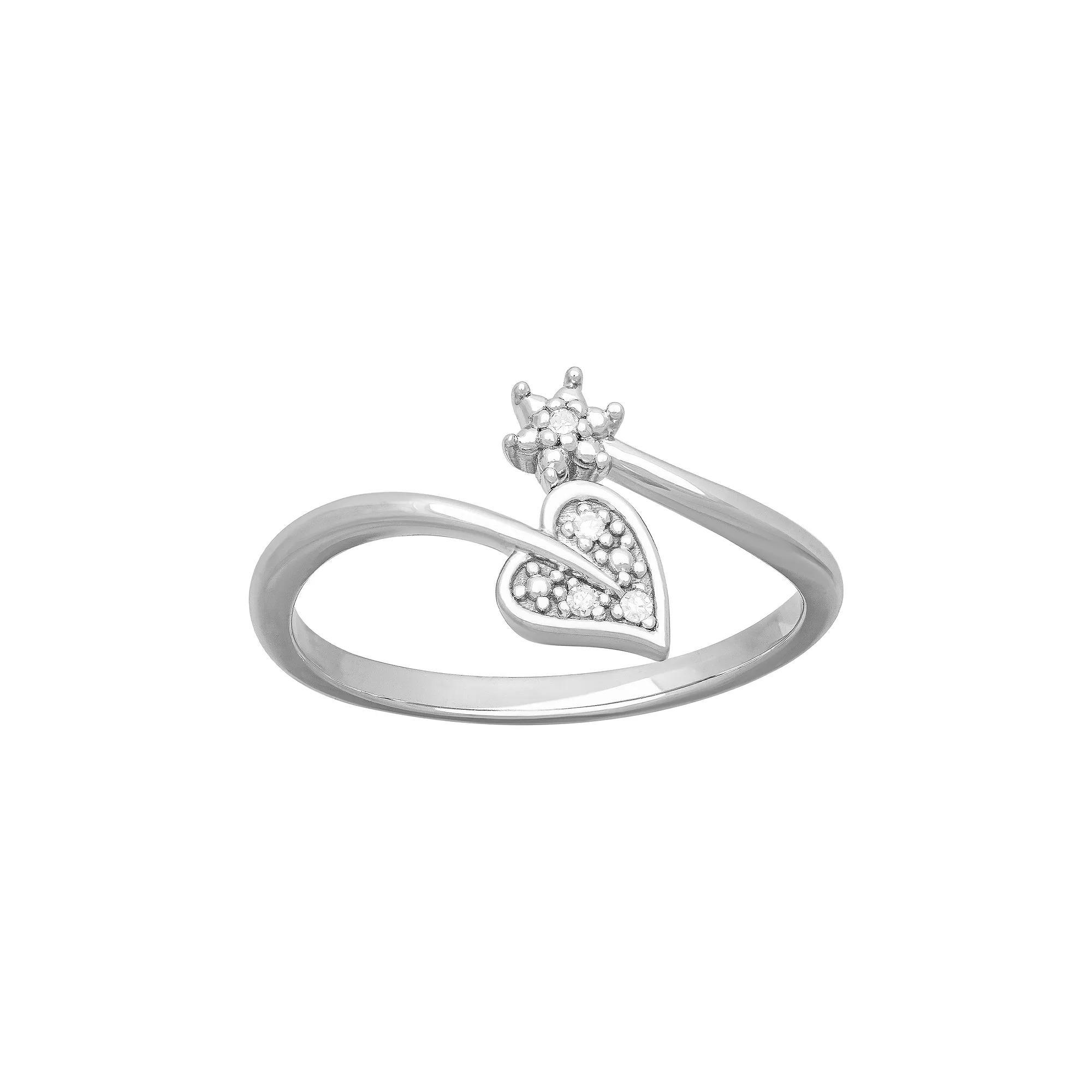 Love Always 10k White Gold Diamond Accent Leaf Band, Women's, Size: 9 Product Image