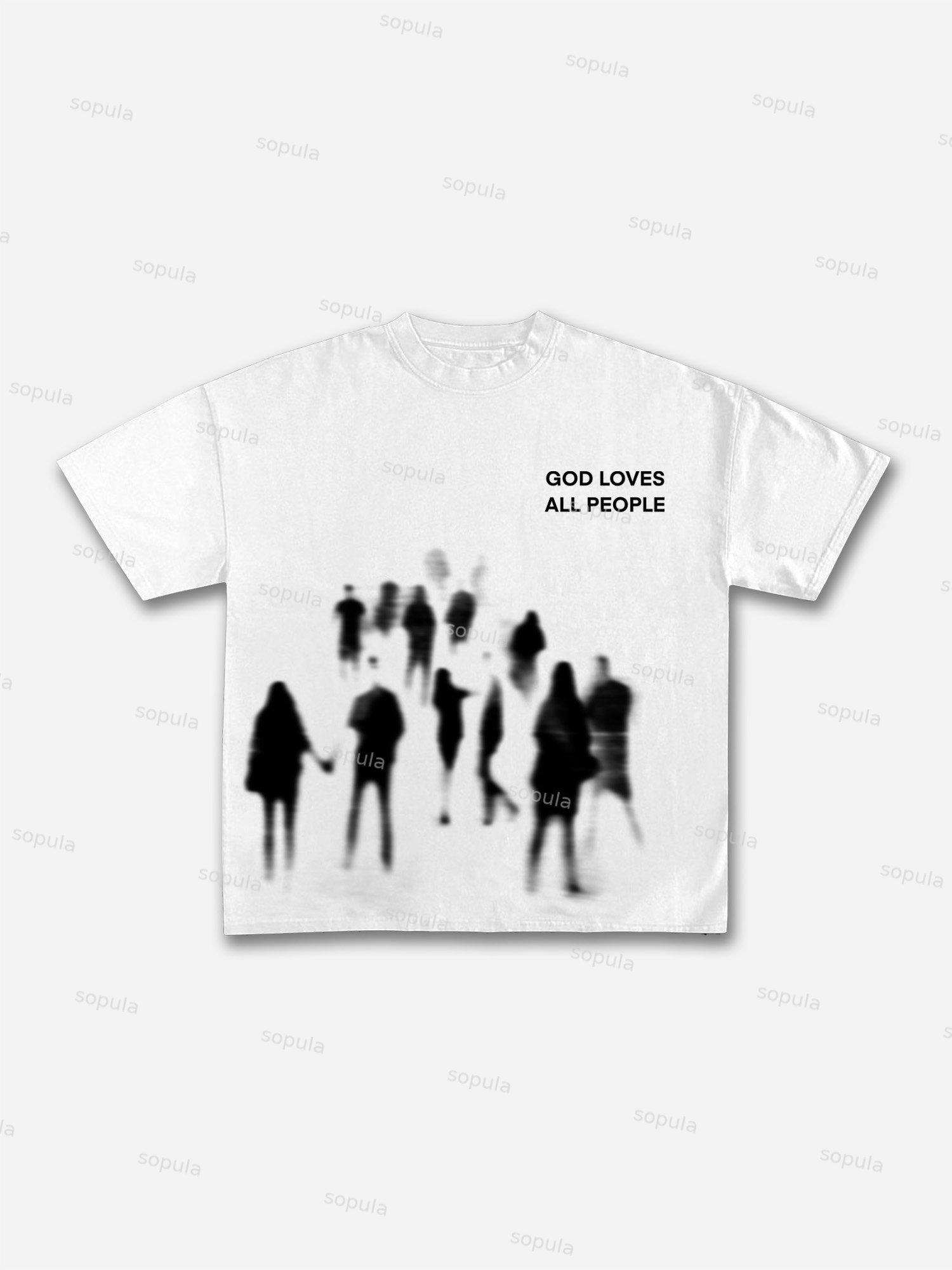 God Loves The World Vintage Abstract Figure Graphic Cotton T-shirt Product Image