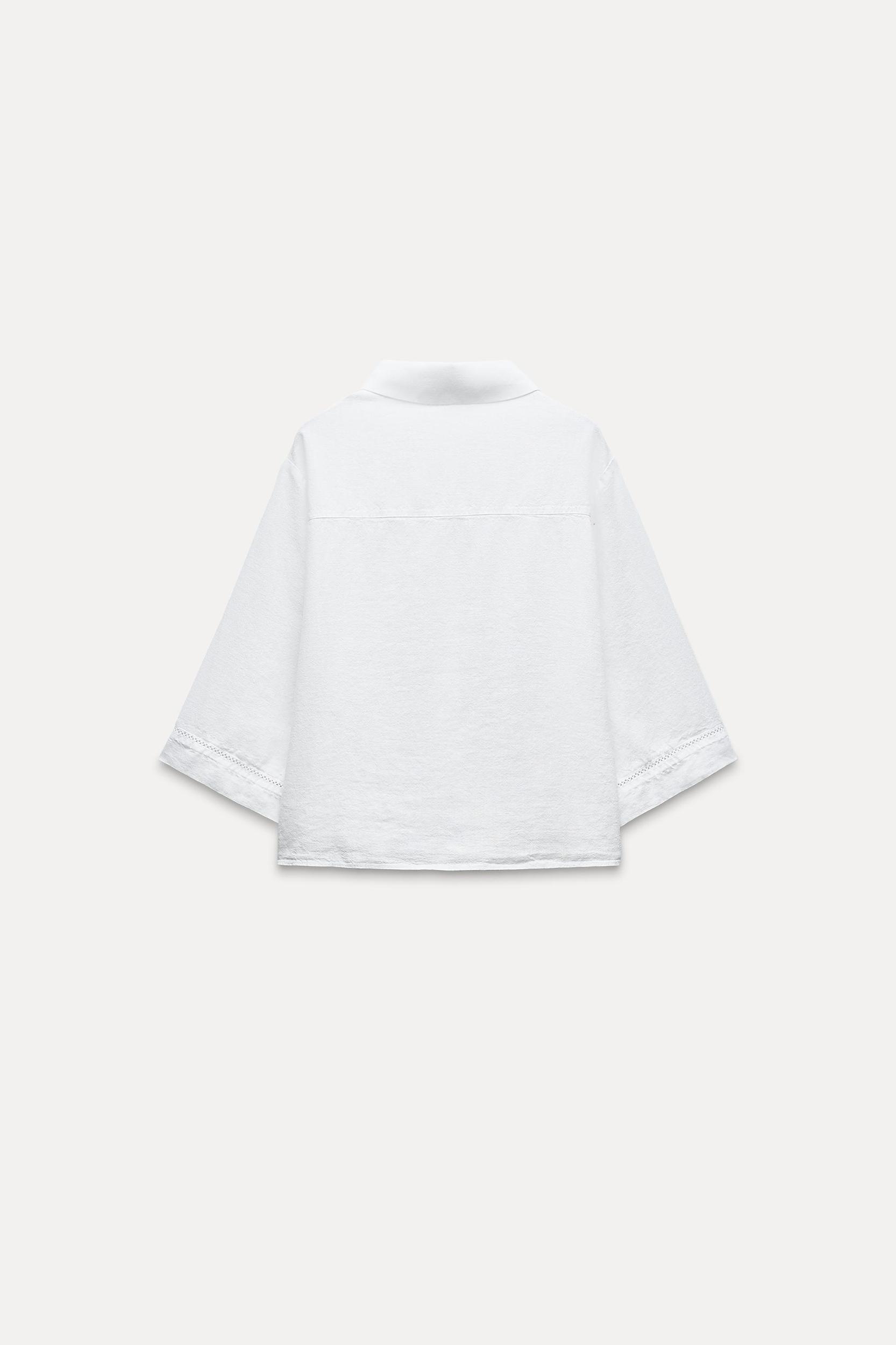 LACE INSERT SHORT SHIRT Product Image