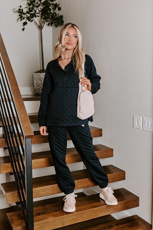 Paris Mornings Quilted Sweater In Black Product Image