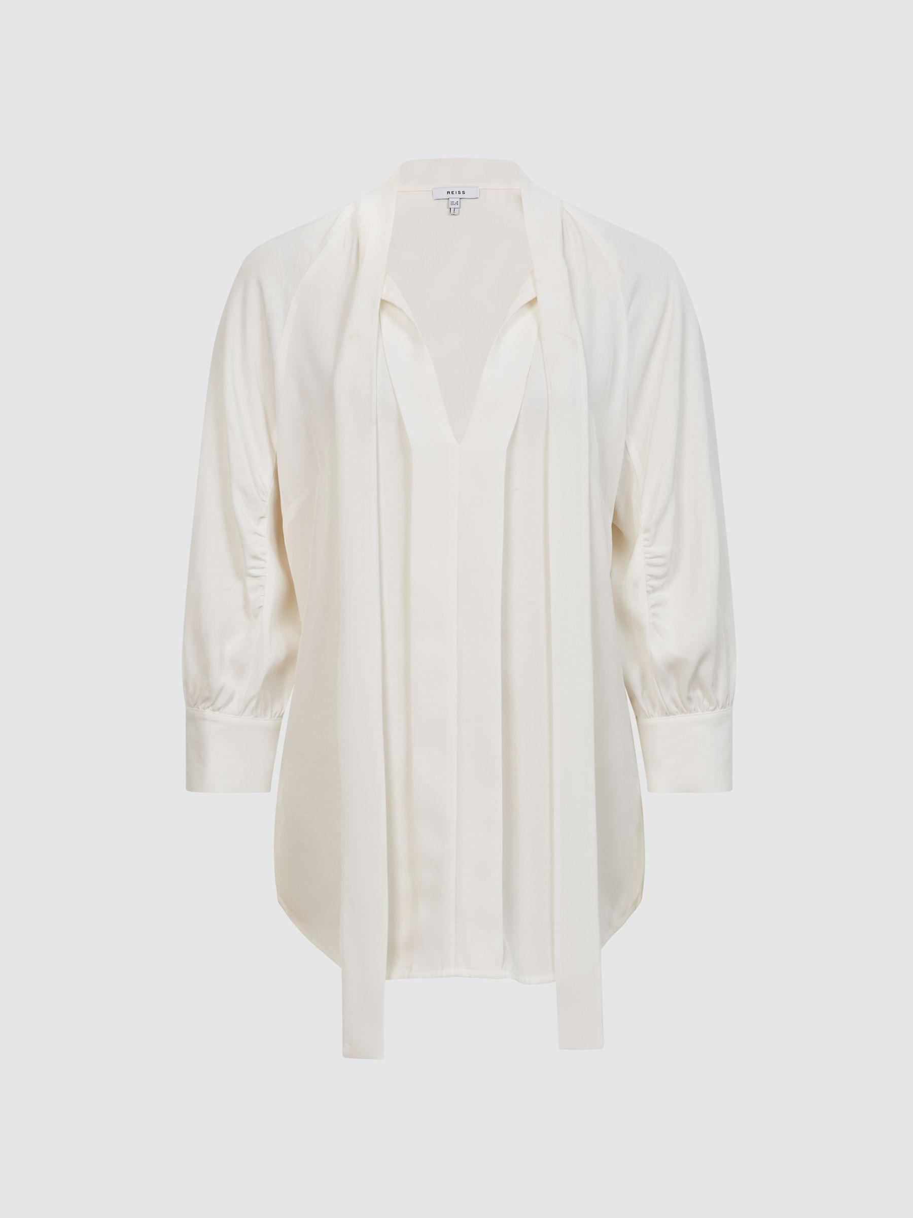 Pussy Bow Blouse in White Product Image