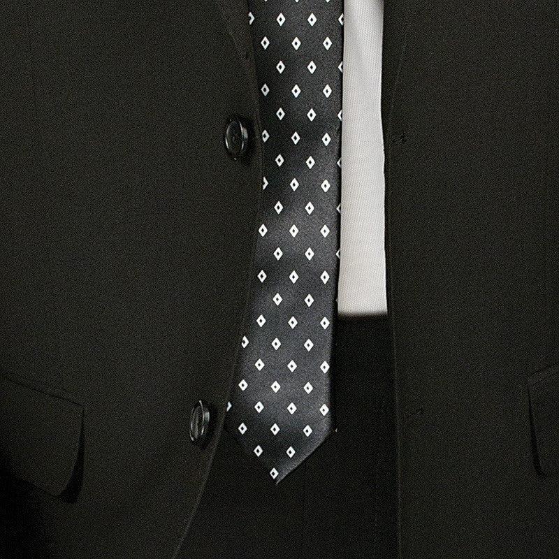 (40L, 40S, 42R, 48L, 48R) Slim Fit Men's Suit 2 Piece 2 Button in Black Male Product Image