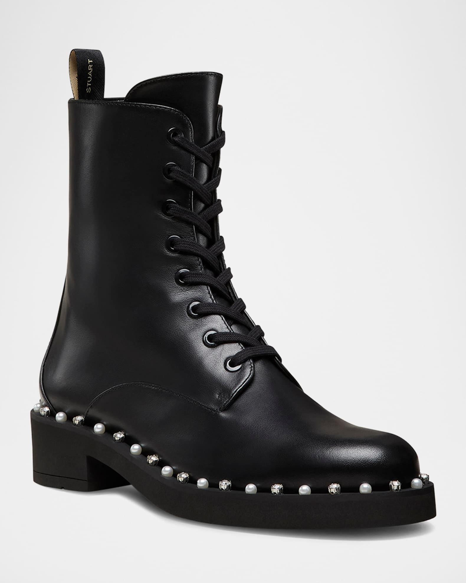 Reverie Leather Lace-Up Booties Product Image