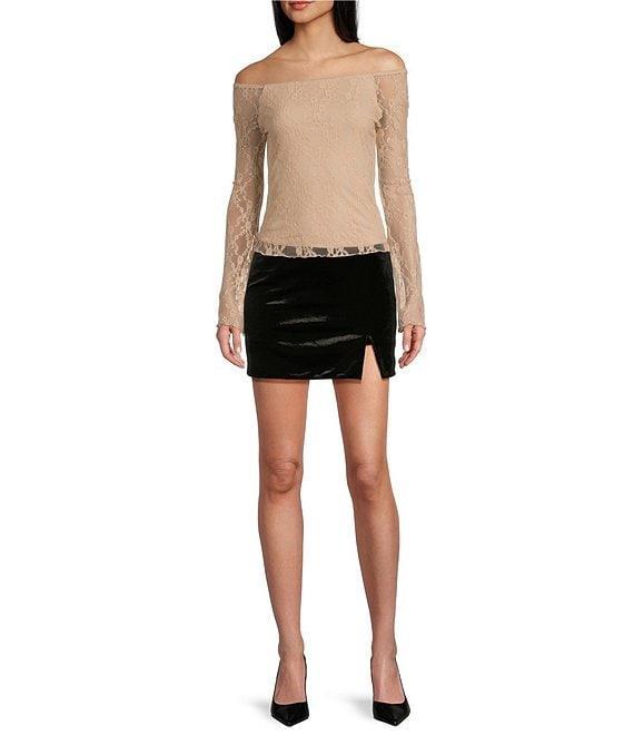Honey & Sparkle Lace Off The Shoulder Long Sleeve Top Product Image