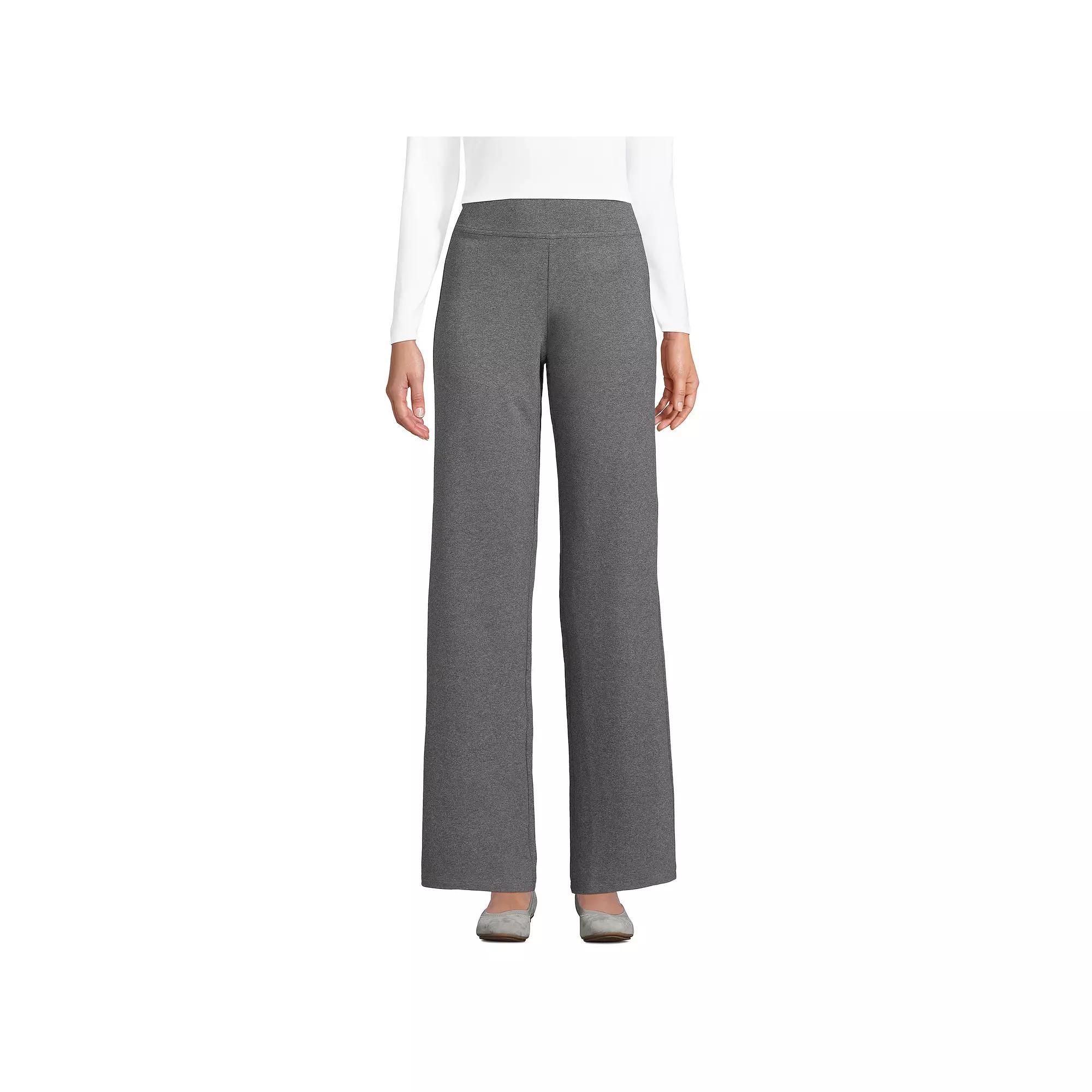 Women's Lands' End Starfish Mid Rise Wide Leg Pull On Pants, Size: Small, Grey Heather Product Image
