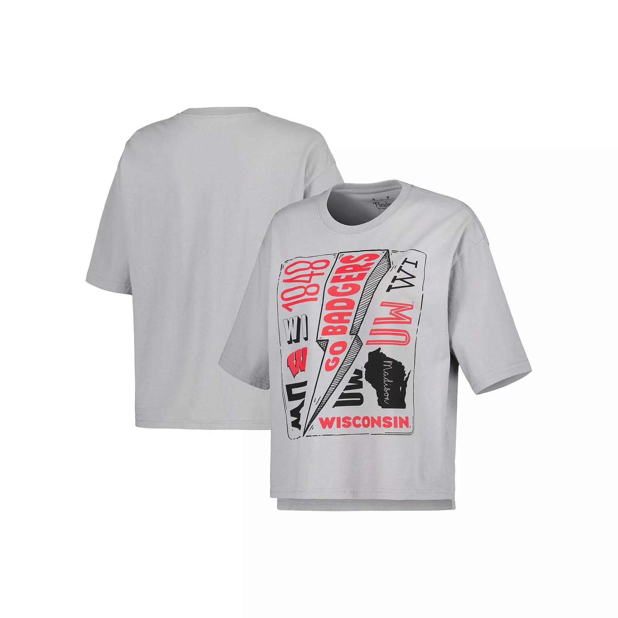Women's Pressbox Silver Wisconsin Badgers Rock & Roll School of Rock T-Shirt, Size: Small Product Image