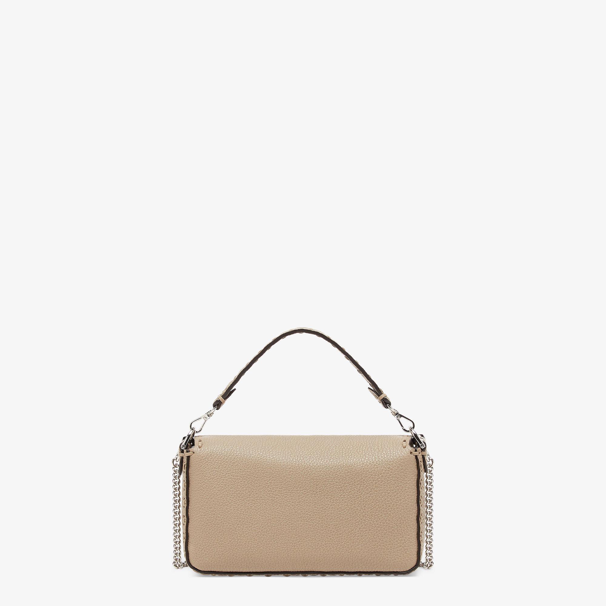 Baguette MiniDove gray Selleria bag with 309 hand-sewn topstitches Product Image