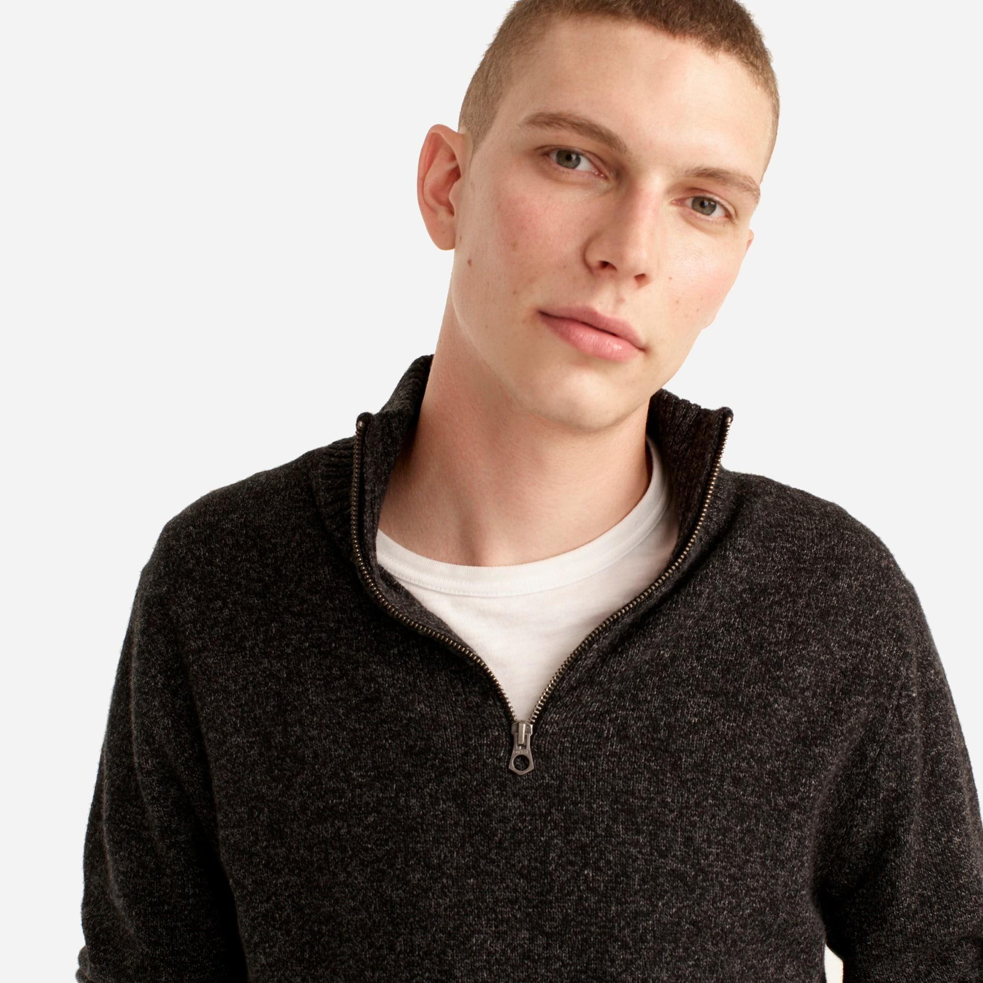 Marled rugged merino wool-blend half-zip sweater Product Image