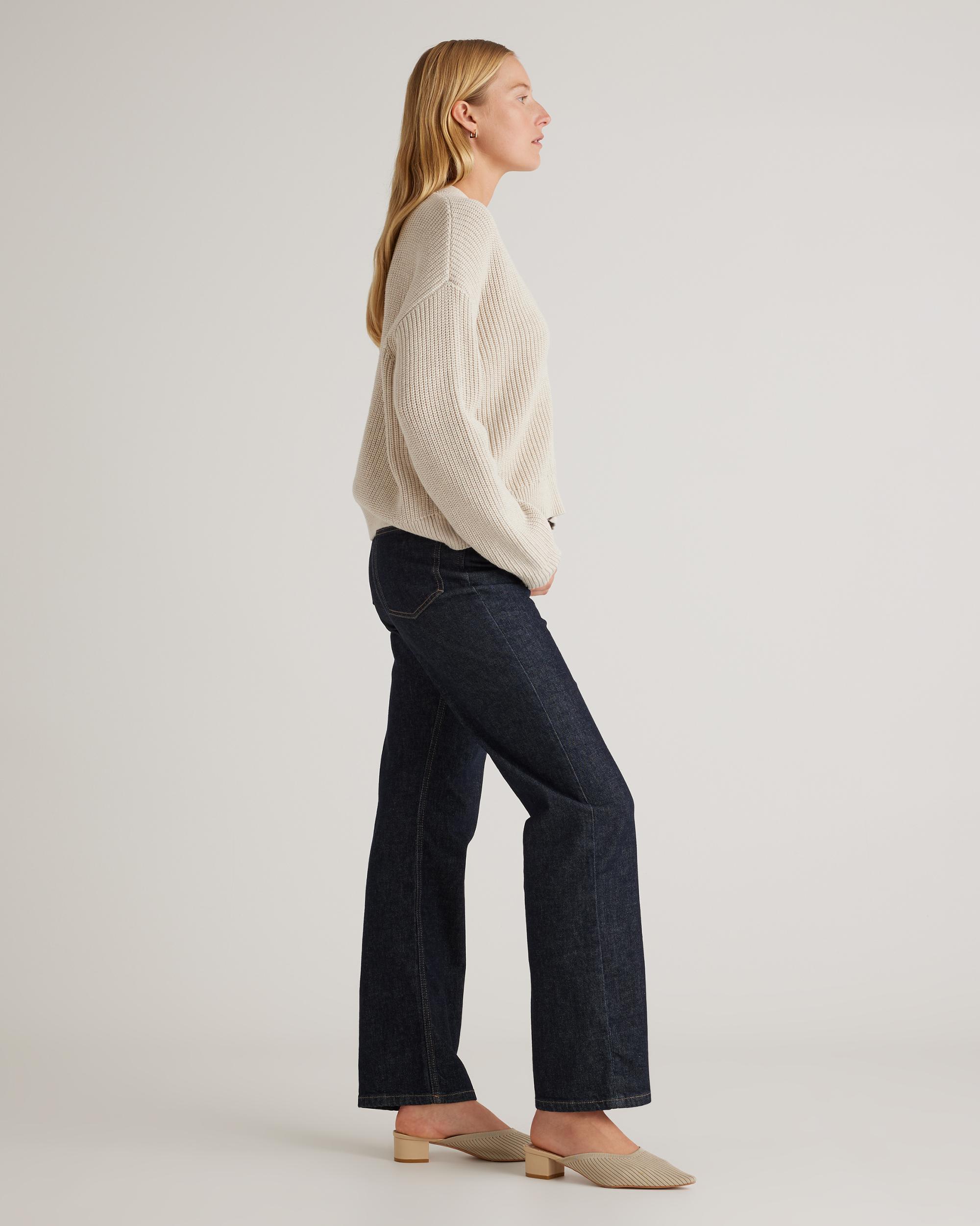 Quince | Women's Fisherman Boxy Cropped Cardigan Sweater Organic Cotton Product Image