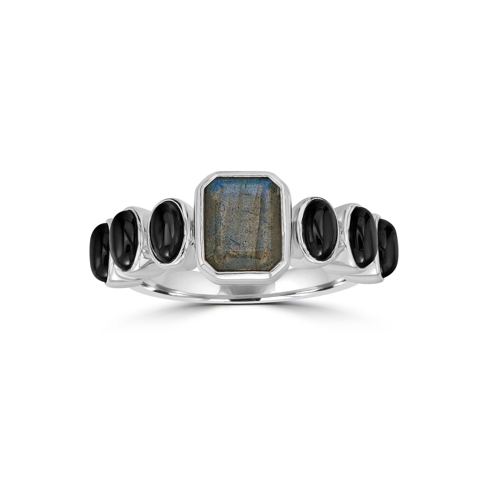 Gemistry Sterling Silver Genuine Labradorite Emerald Cut Ring, Women's, Size: 8, Blulabradoritee Product Image