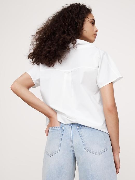 Oversized Poplin Funnel-Neck Top Product Image
