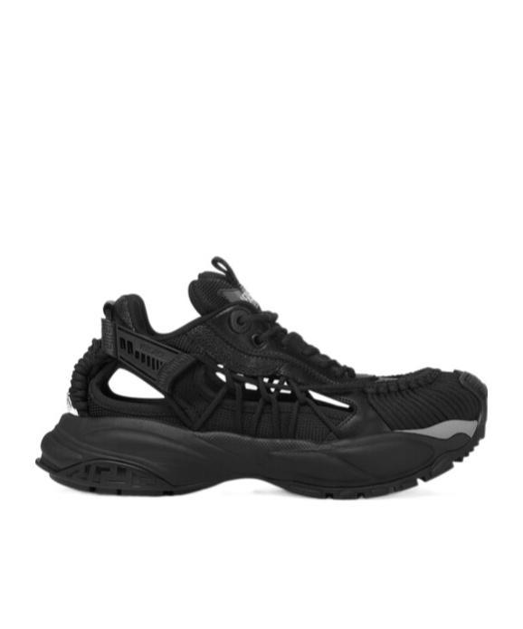 VERSACE Black Sneakers With Black Panelled Design And Cut-out Details Product Image