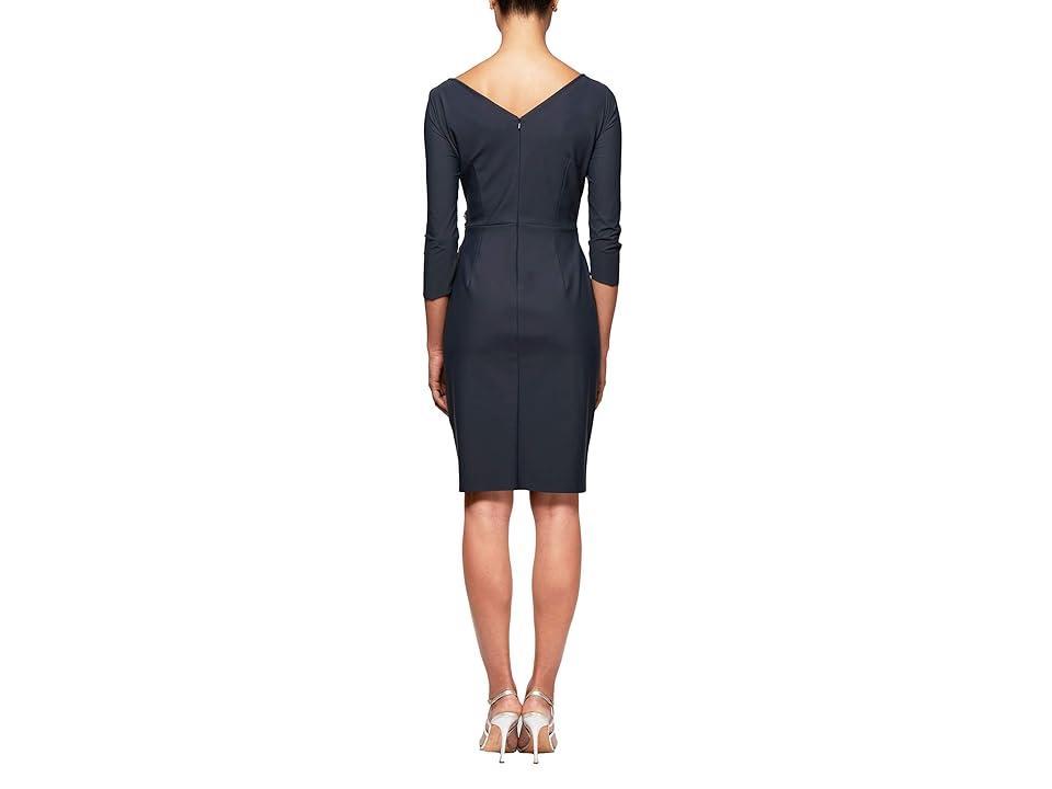 Alex Evenings Long Sleeveless Dress with Cascade Ruffle Detail and Front Slit (Charcoal) Women's Dress Product Image