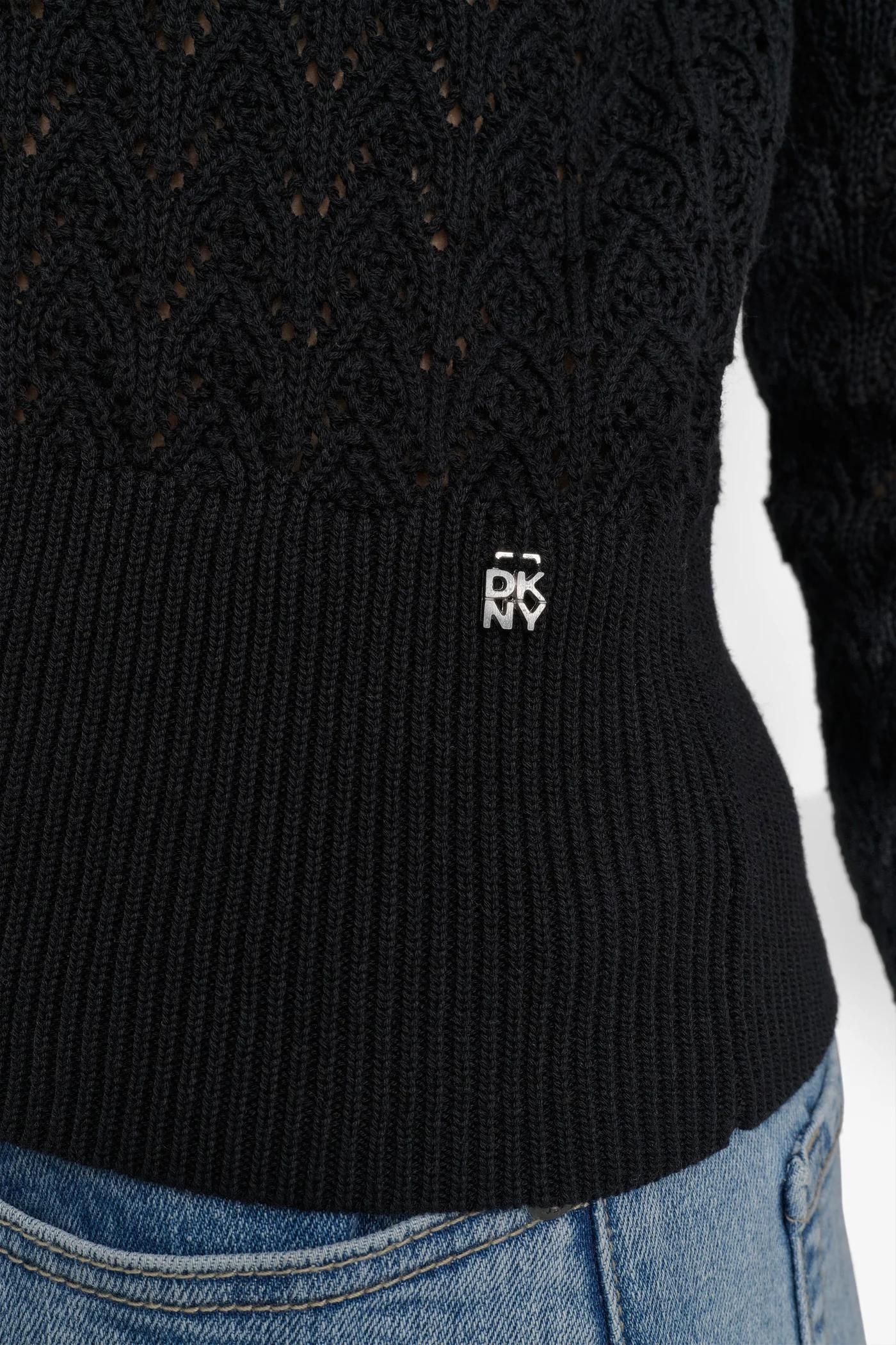 LONG SLEEVE POINTELLE STITCH V NECK CARDIGAN Product Image