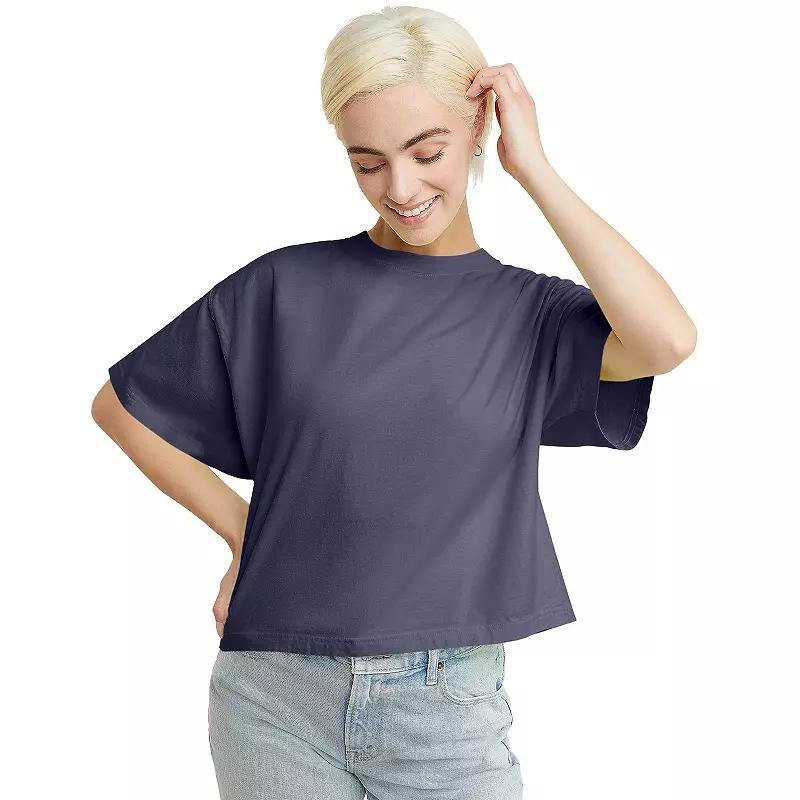 Hanes Womens Garment Dyed Cropped Cotton T-Shirt Anchor Slate 2XL Product Image