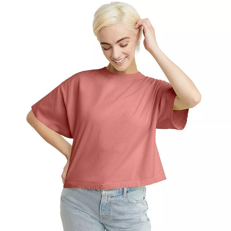 Hanes Womens Garment Dyed Cropped Cotton T-Shirt Anchor Slate 2XL Product Image