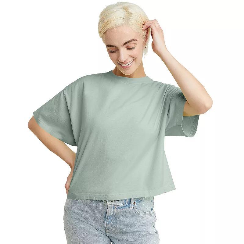 Hanes Womens Garment Dyed Cropped Cotton T-Shirt Anchor Slate 2XL Product Image