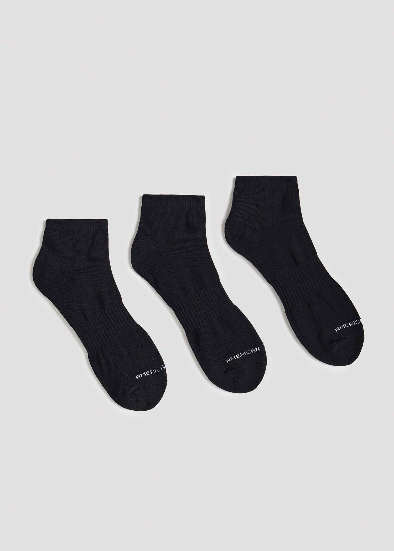 Athletic Low Ankle Socks (X-Large Size: 13-15) for Tall Men in Black Product Image