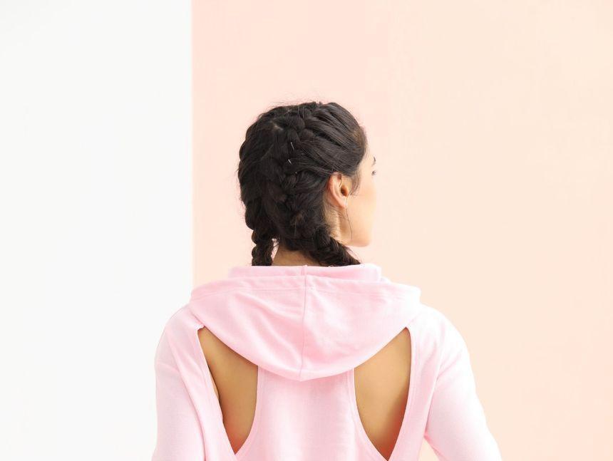 Eco-Friendly Long-Sleeve Open-Back Hoodie Product Image