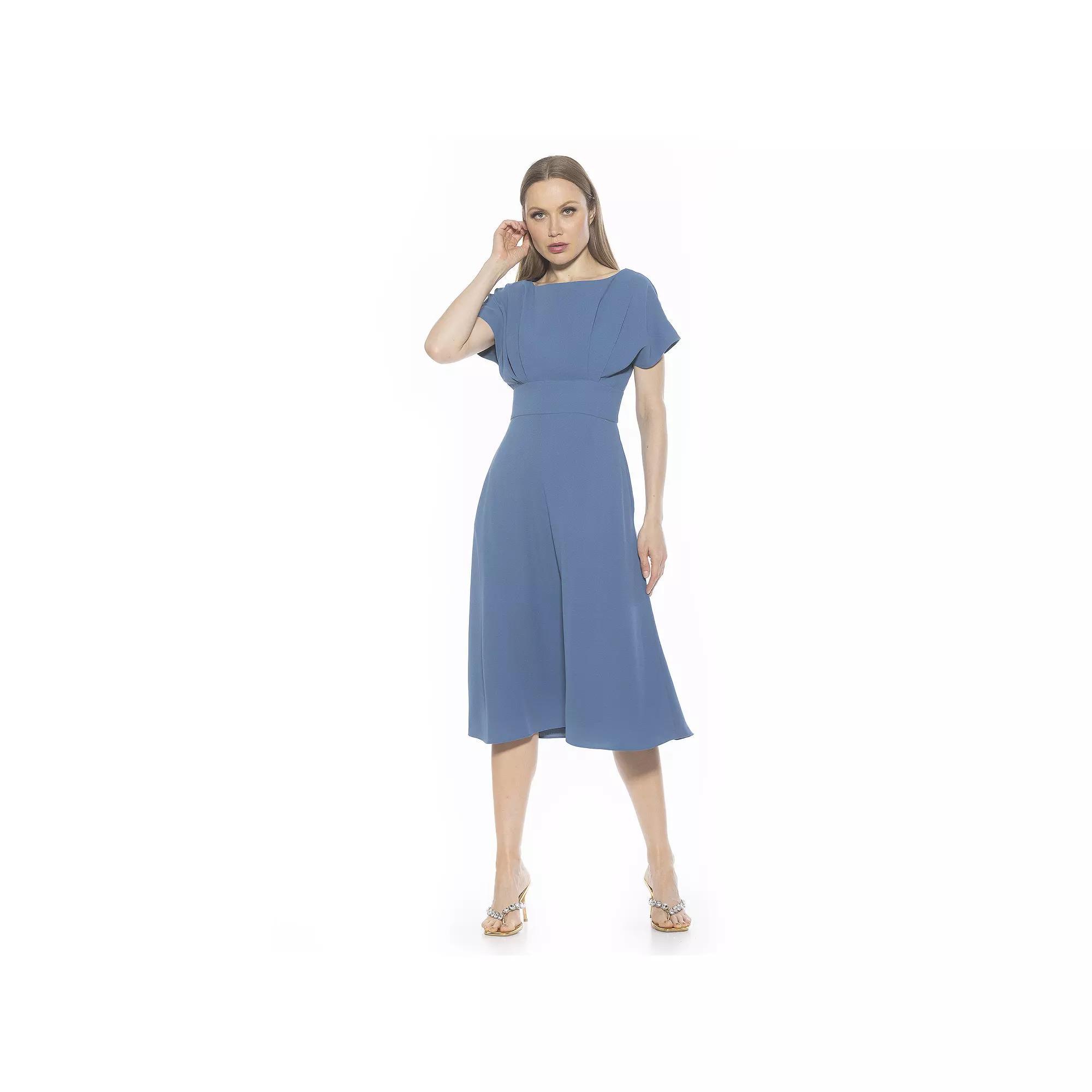 Women's ALEXIA ADMOR Dolman Midi Fit & Flare Dress, Size: 14, Blue Product Image