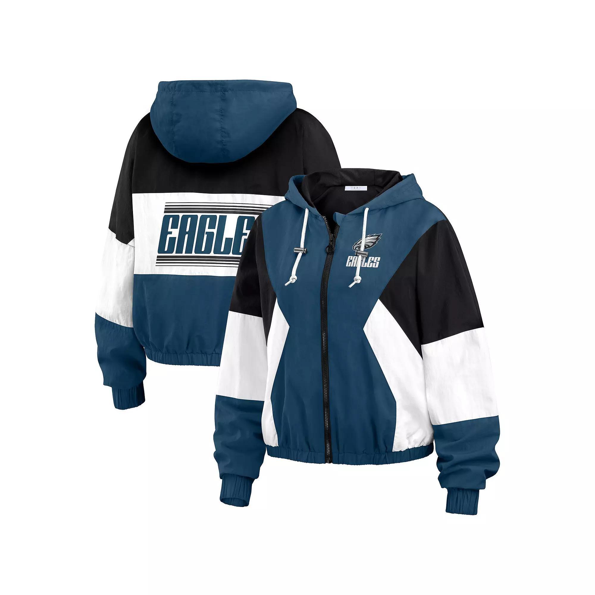 Womens WEAR by Erin Andrews New York Jets Color Block Full-Zip Windbreaker Jacket Product Image