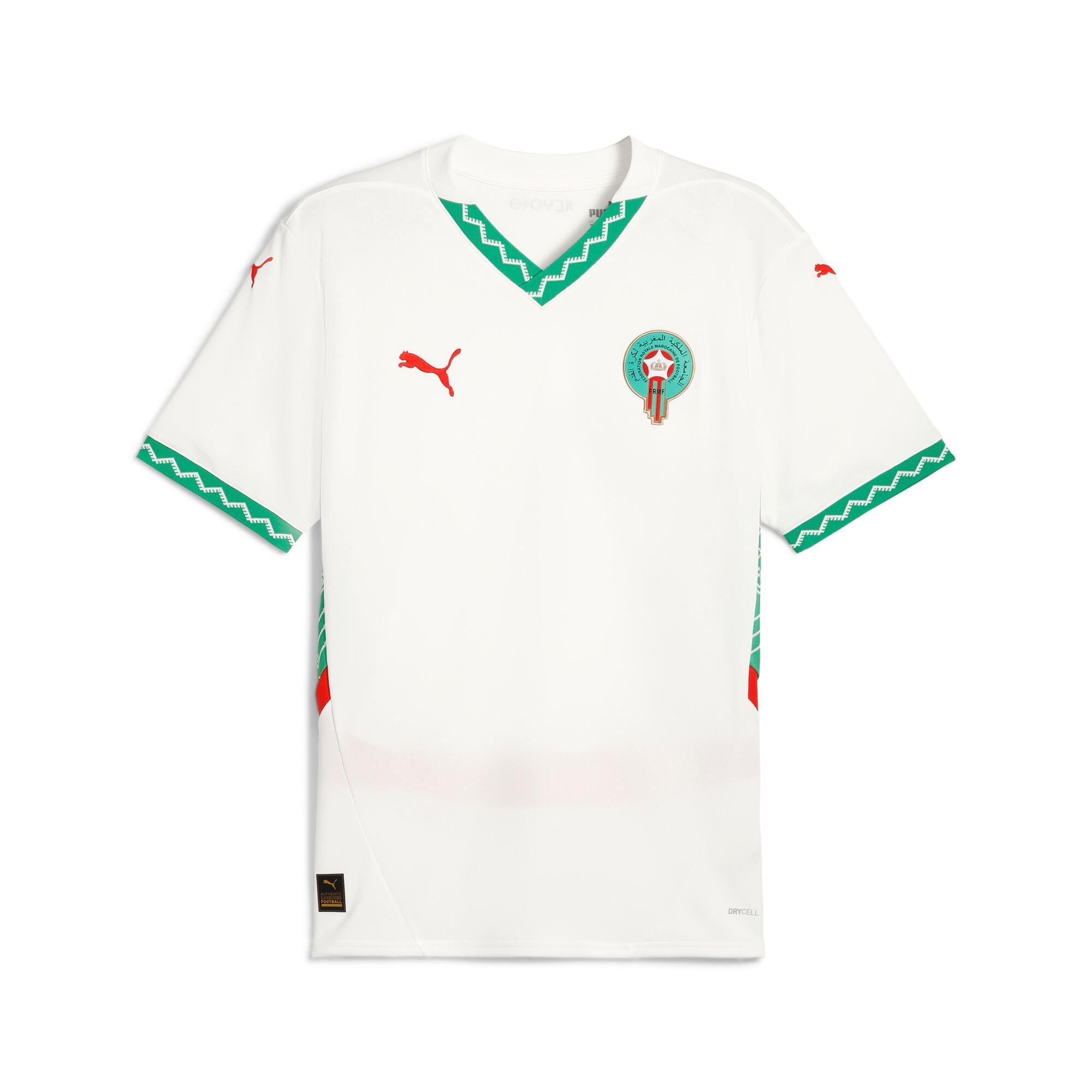 PUMA Morocco 2025 Men's Away Replica Soccer Jersey in White/Fast Green/Red Product Image