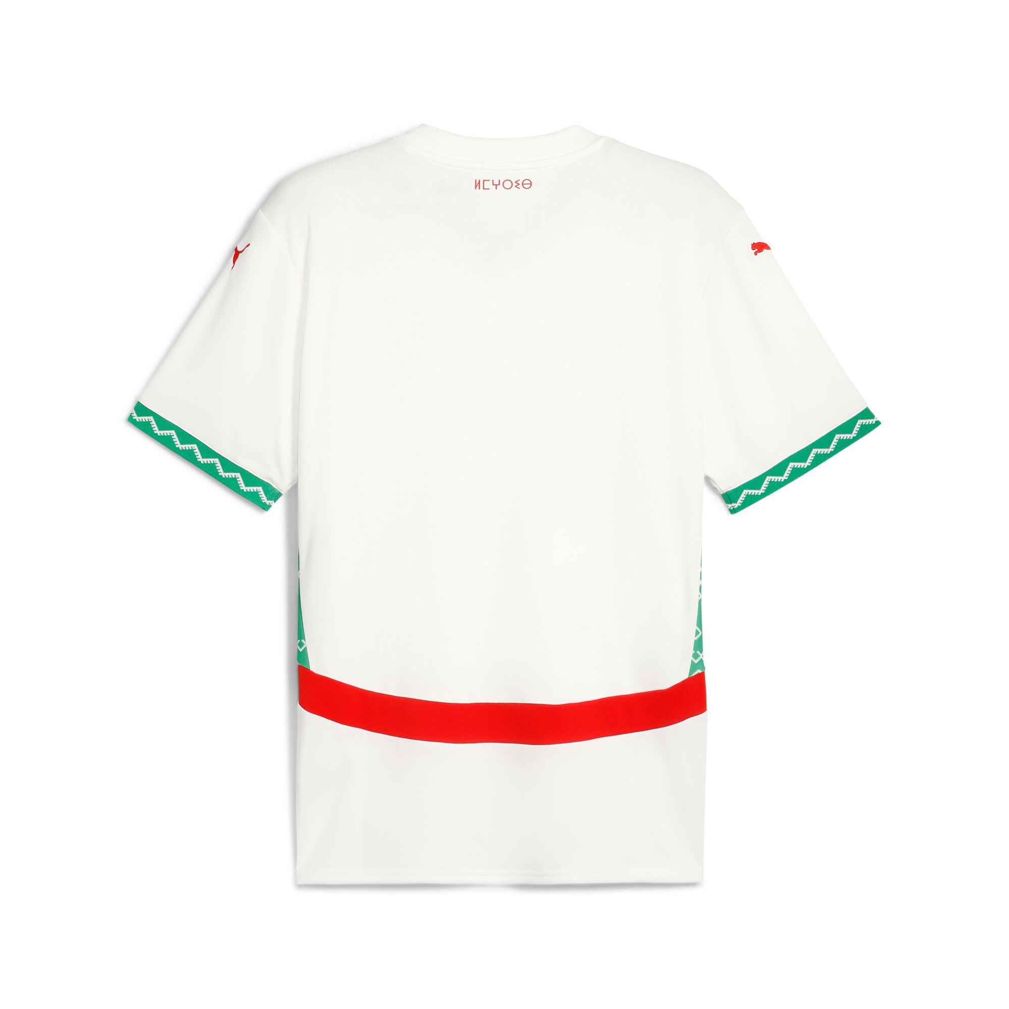 PUMA Morocco 2025 Men's Away Replica Soccer Jersey in White/Fast Green/Red Product Image