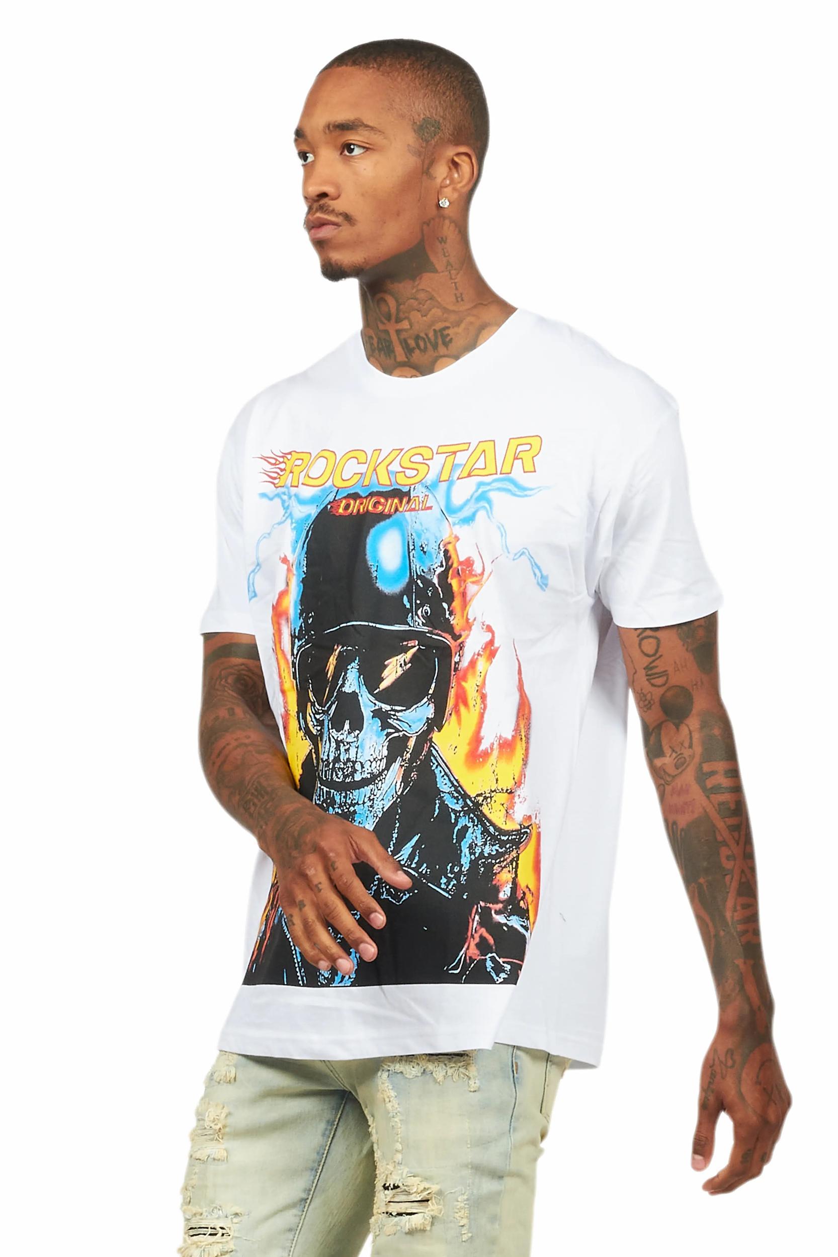 Balius White Oversized Graphic T-Shirt Male Product Image
