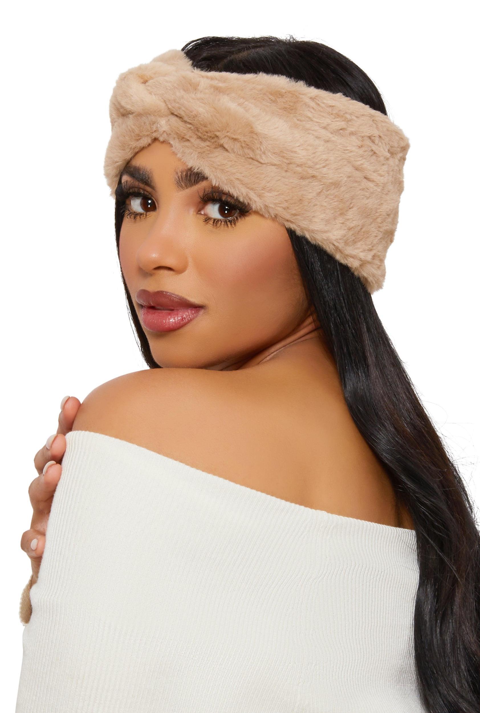Twist Front Faux Fur Headband Female Product Image