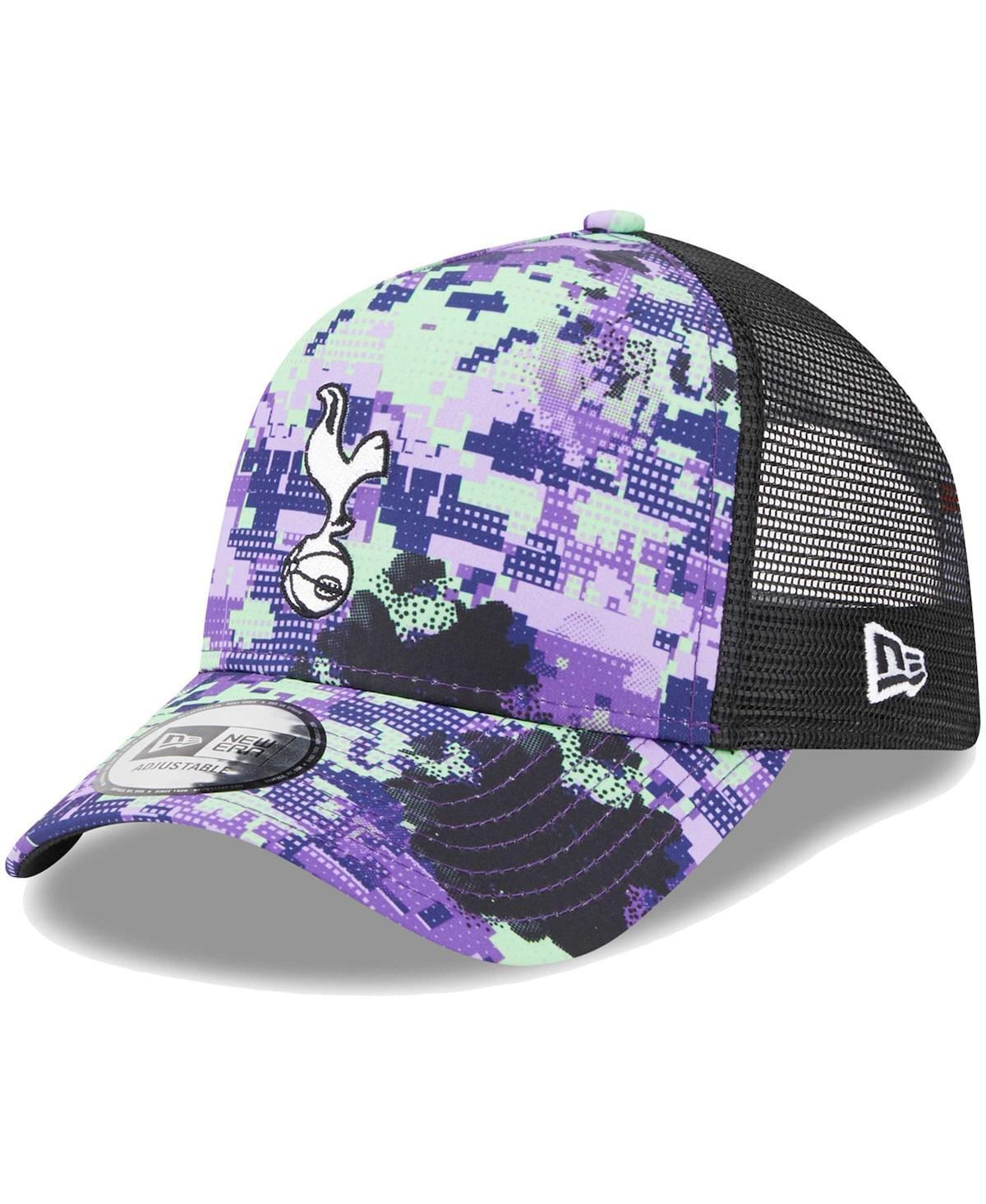 Mens New Era Tottenham Hotspur Glitch All Over Print E-Frame Trucker Adjustable Hat Product Image