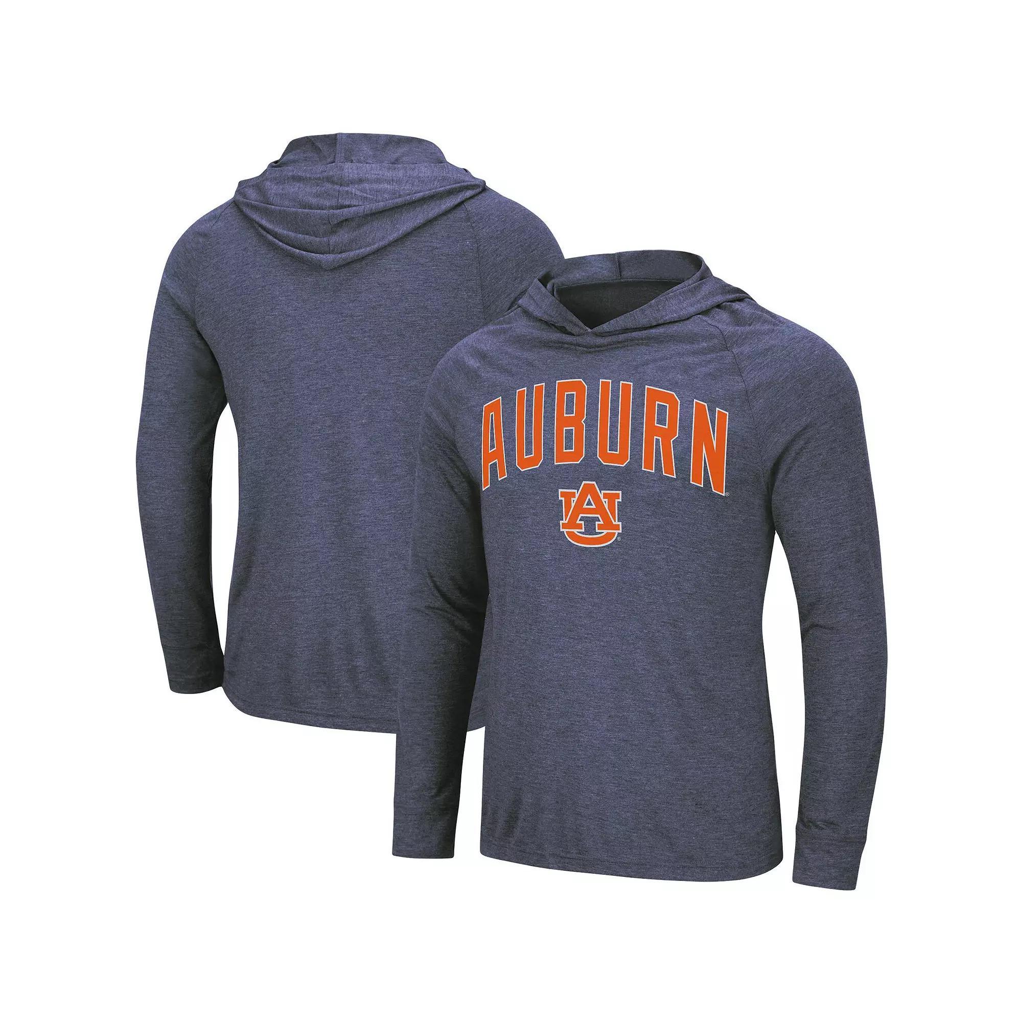Mens Colosseum Heathered Auburn Tigers Big & Tall Wingman Raglan Hoodie T-Shirt Blue Product Image