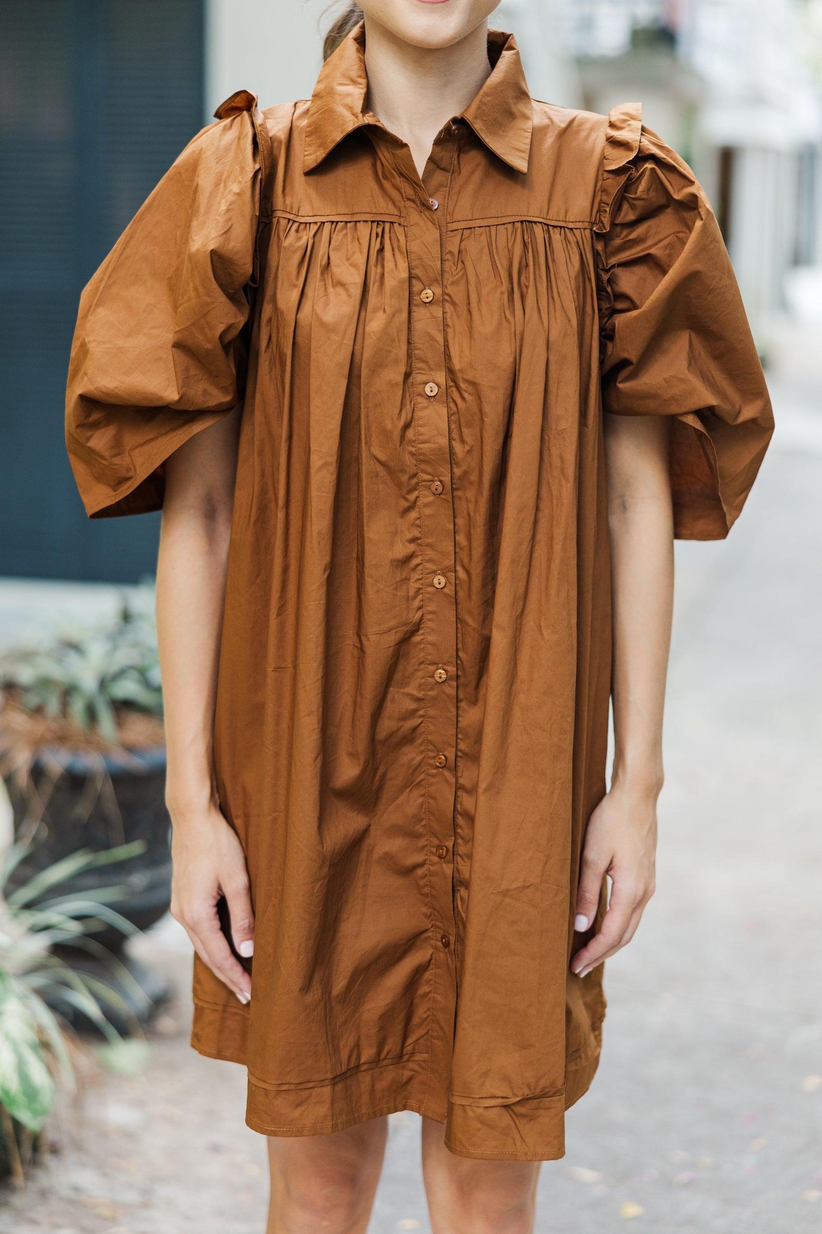 It's Always For You Brown Babydoll Dress Female Product Image