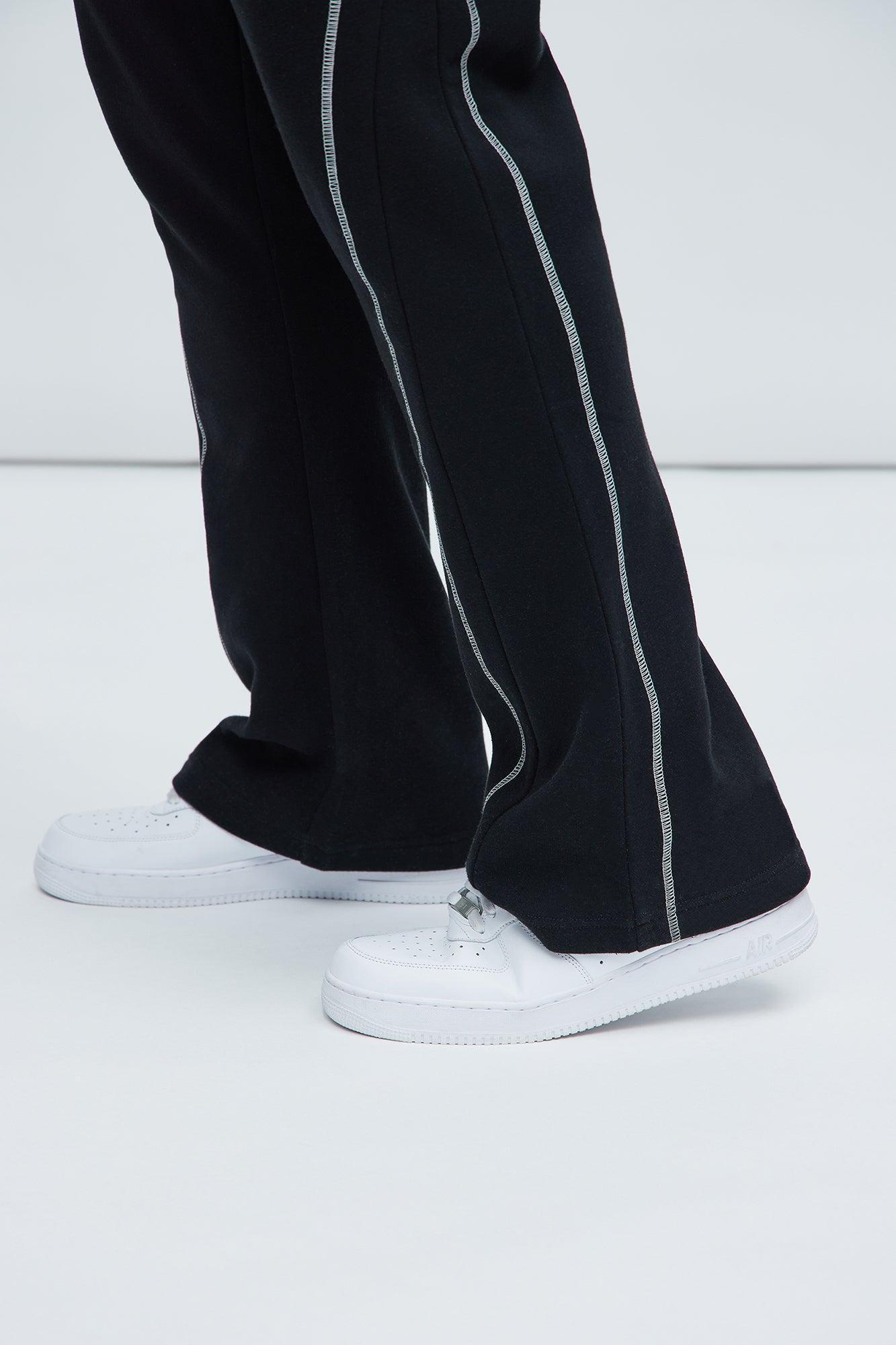 Tyson Trust Me Skinny Flare Contrast Sweatpants - Black Product Image