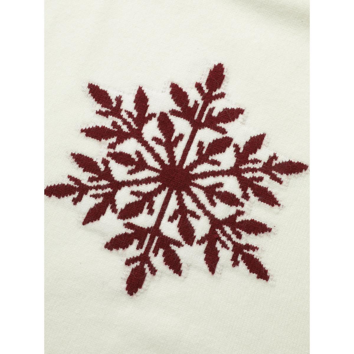 Plus Size Supersoft Essentials Snowflakes Pattern Knit Pullover Ivory Women Casual Loose Long Sleeve Round Neck Everyday Pullovers BloomChic 14-16/1X Product Image