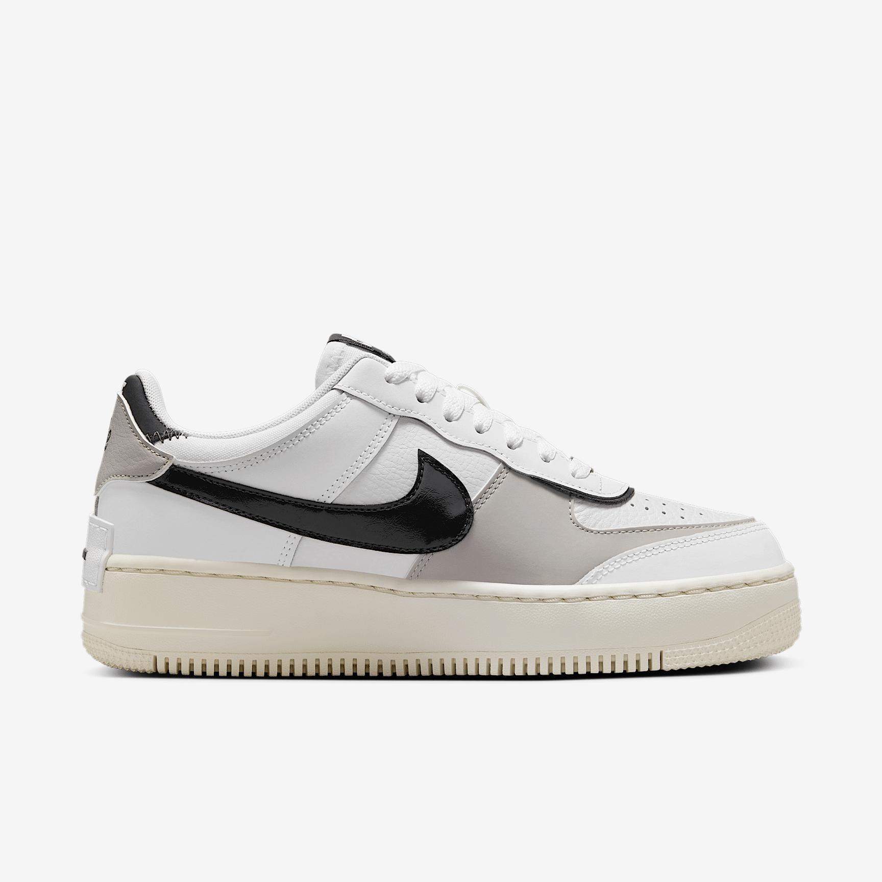 Nike Womens Air Force 1 Shadow Casual Shoes in White/Off Noir/Collegiate Grey Product Image