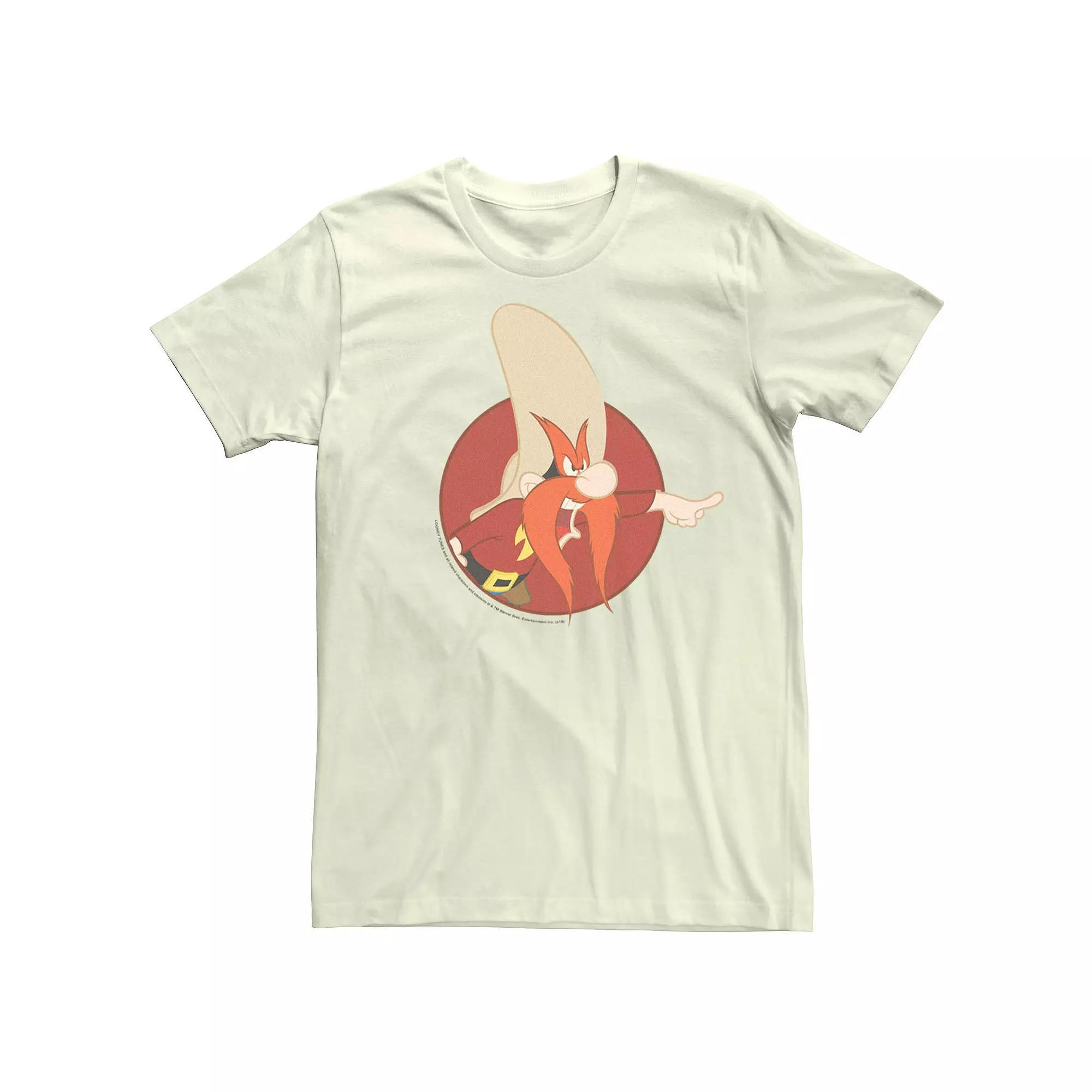 Men's Looney Tunes Yosemite Sam Red Circle Portrait Tee, Size: 3XL, Natural Product Image