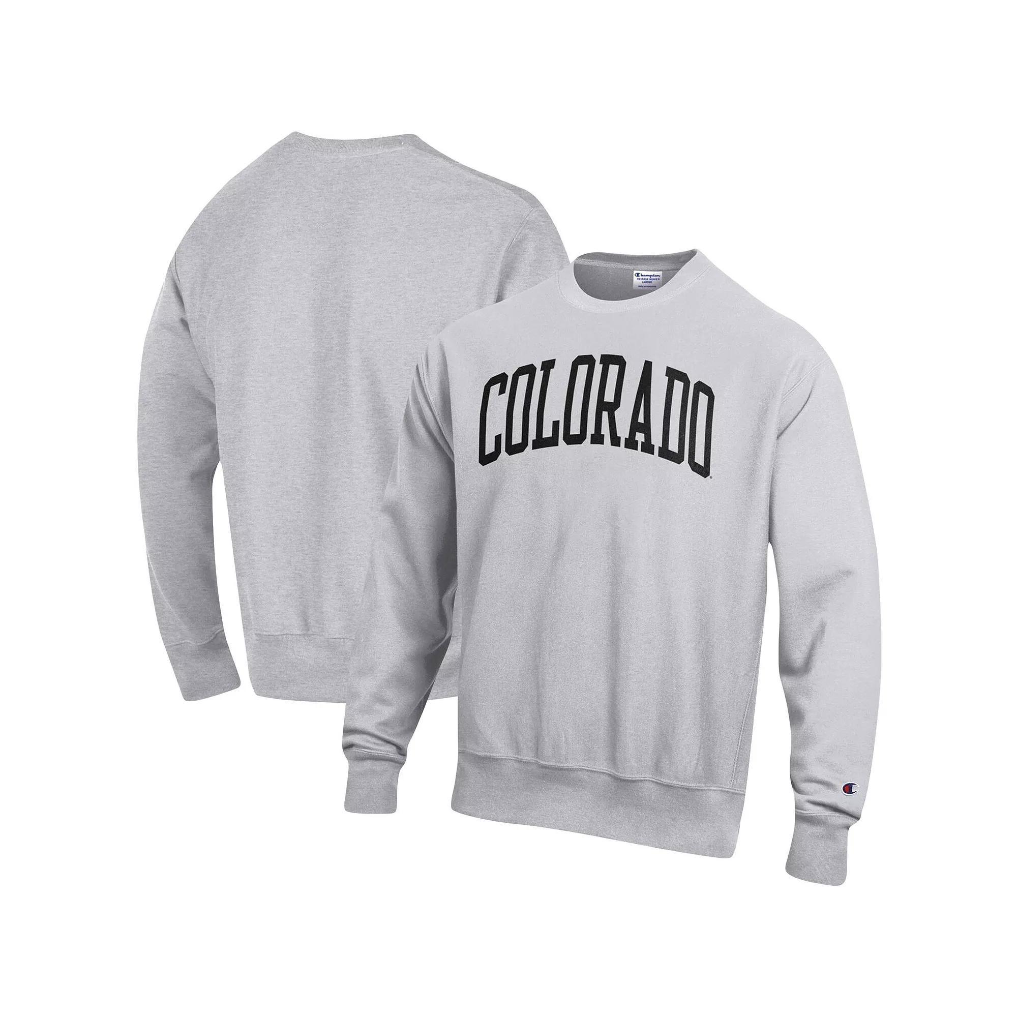 Men's Champion Heathered Gray Colorado Buffaloes Arch Reverse Weave Pullover Sweatshirt, Size: XL, Grey Product Image