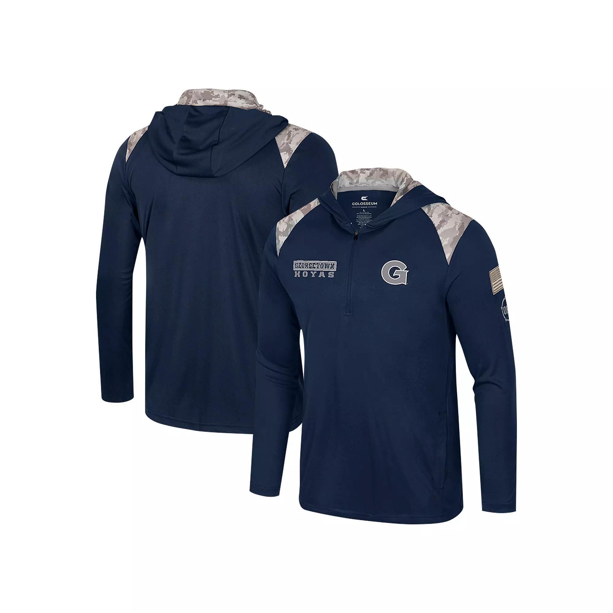 Men's Colosseum Navy Georgetown Hoyas OHT Military Appreciation Quarter-Zip Hoodie Jacket, Size: XL, Grg Blue Product Image