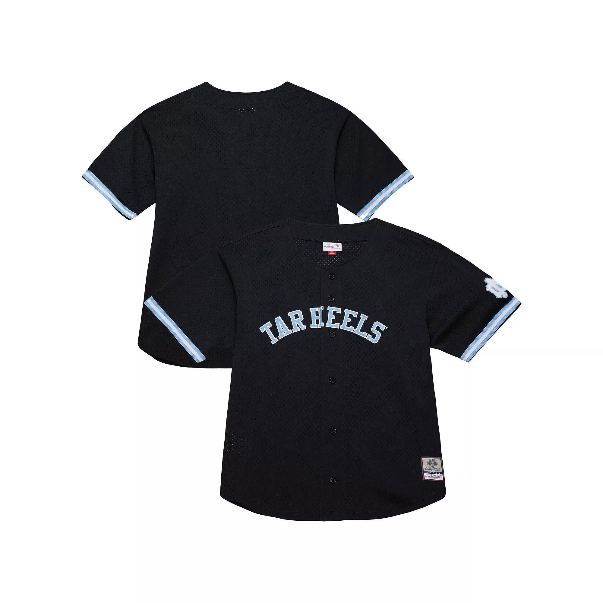 Men's Mitchell & Ness Black North Carolina Tar Heels On The Clock Full-Button Fashion Jersey, Size: Medium Product Image