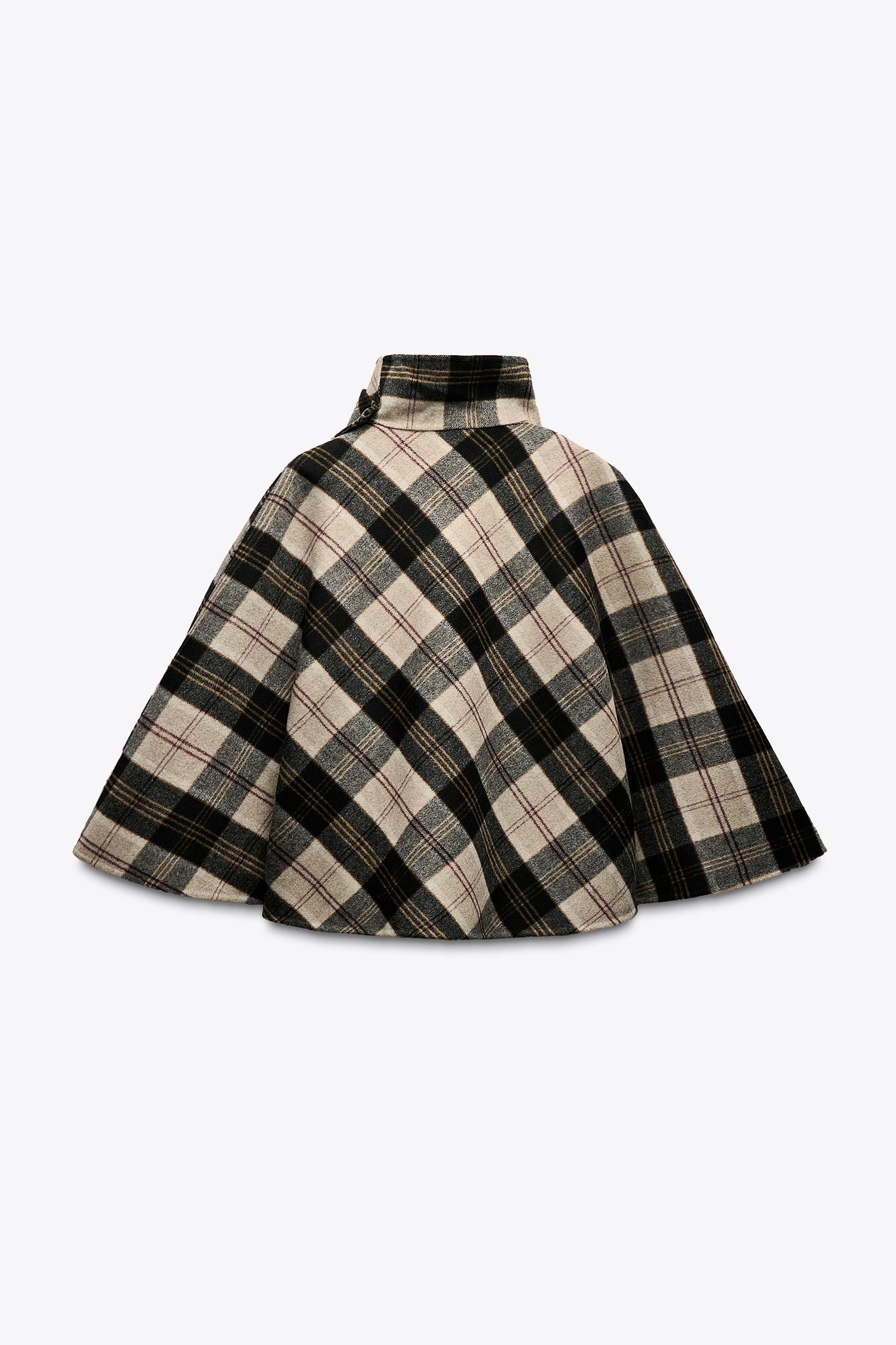 WOOL BLEND PLAID CAPE ZW COLLECTION Product Image