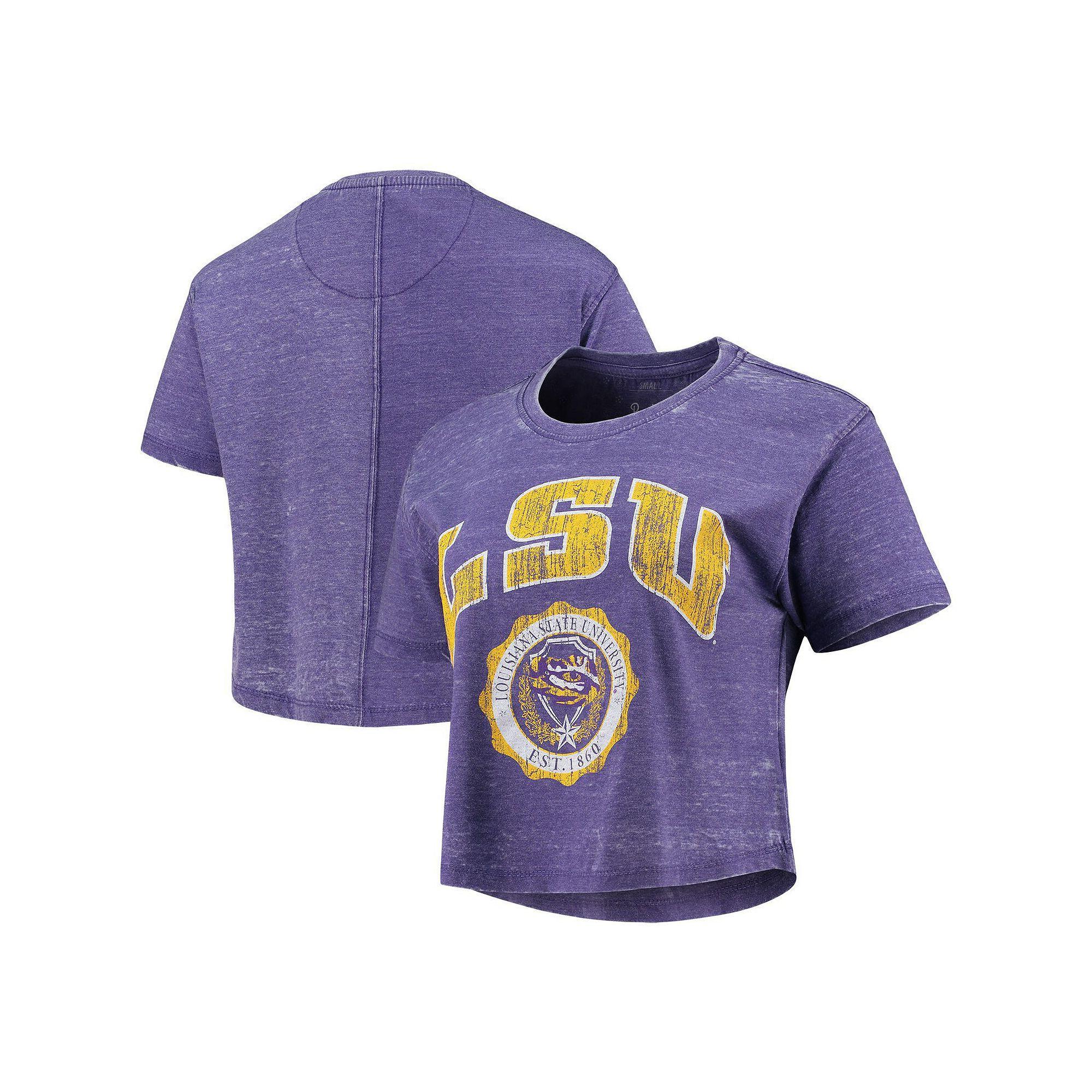 Women's Pressbox Purple LSU Tigers Edith Vintage Burnout Crop T-Shirt, Size: Large Product Image